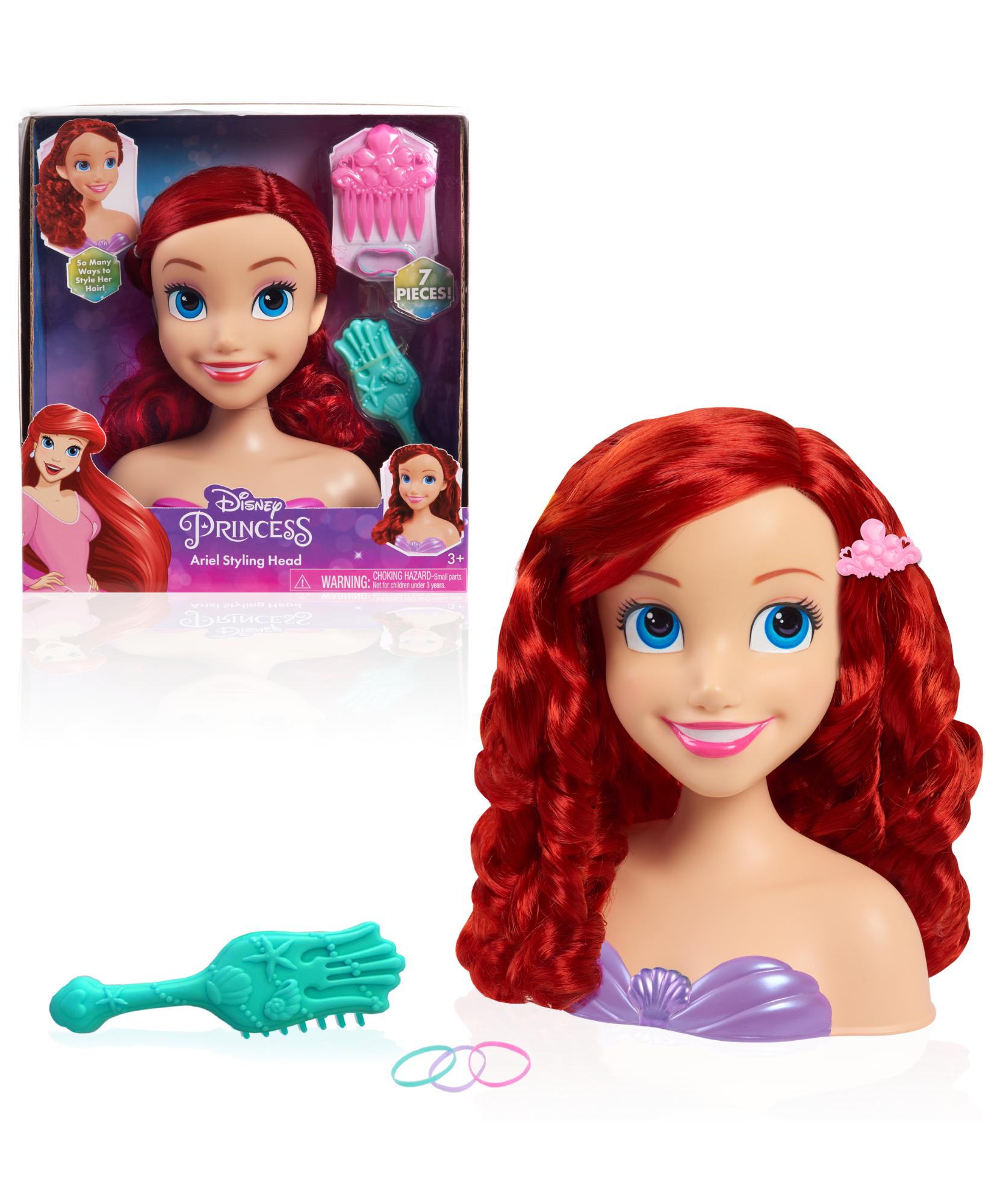 مجموعة لعب تظاهرية بشعر أحمر من ديزني برنسيس، مكونة من 7 قطع مع ملحقات، تتضمن أريل، مقاس 8 بوصات، لعبة لعب أدوار مرخصة رسميًا للأطفال من سن 3 سنوات فما فوق من جاست بلاي