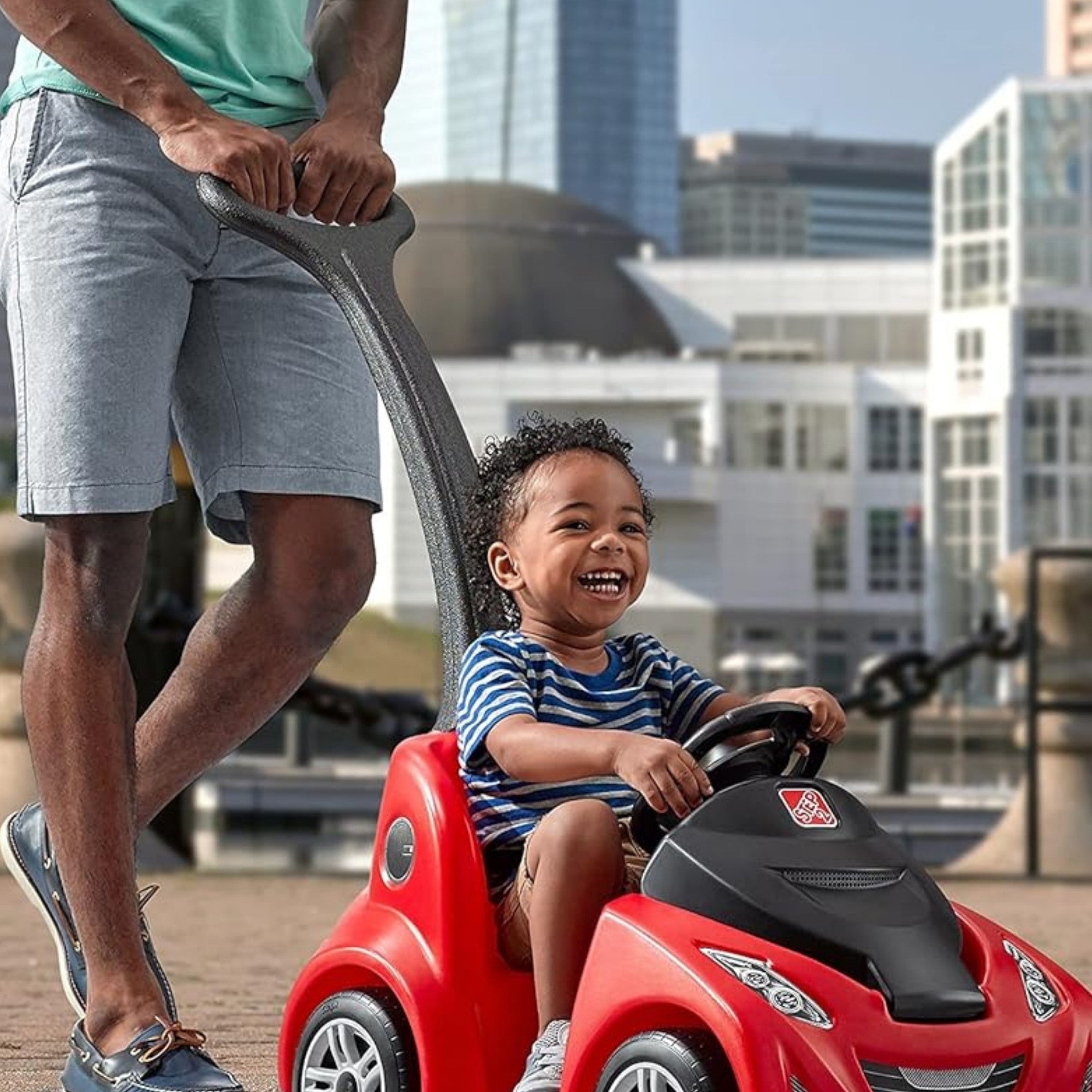 Step2 Buggy GT, Single Seater Kids Push Car, Easy to Store Ride On Toy with Seatbelt, Horn and Storage Trunk, Suitable for Children both Boys and Girls Aged 18m and Above, Red