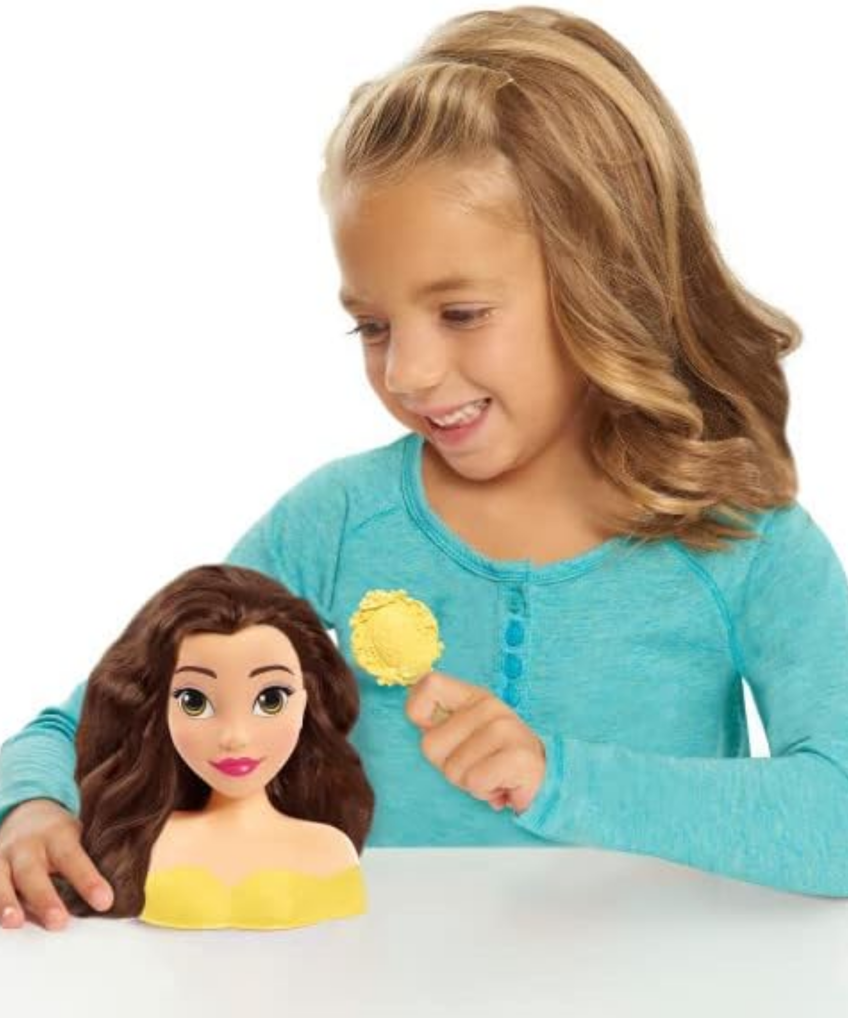 مجموعة لعب تظاهرية مكونة من قطعتين من رأس تصفيف الشعر الجميلة والوحش من ديزني برينسيس، تتميز بشخصية بيل، شعر بني بطول 5 بوصات، لعبة لعب أدوار مرخصة رسميًا للأطفال من سن 3 سنوات فما فوق من جاست بلاي