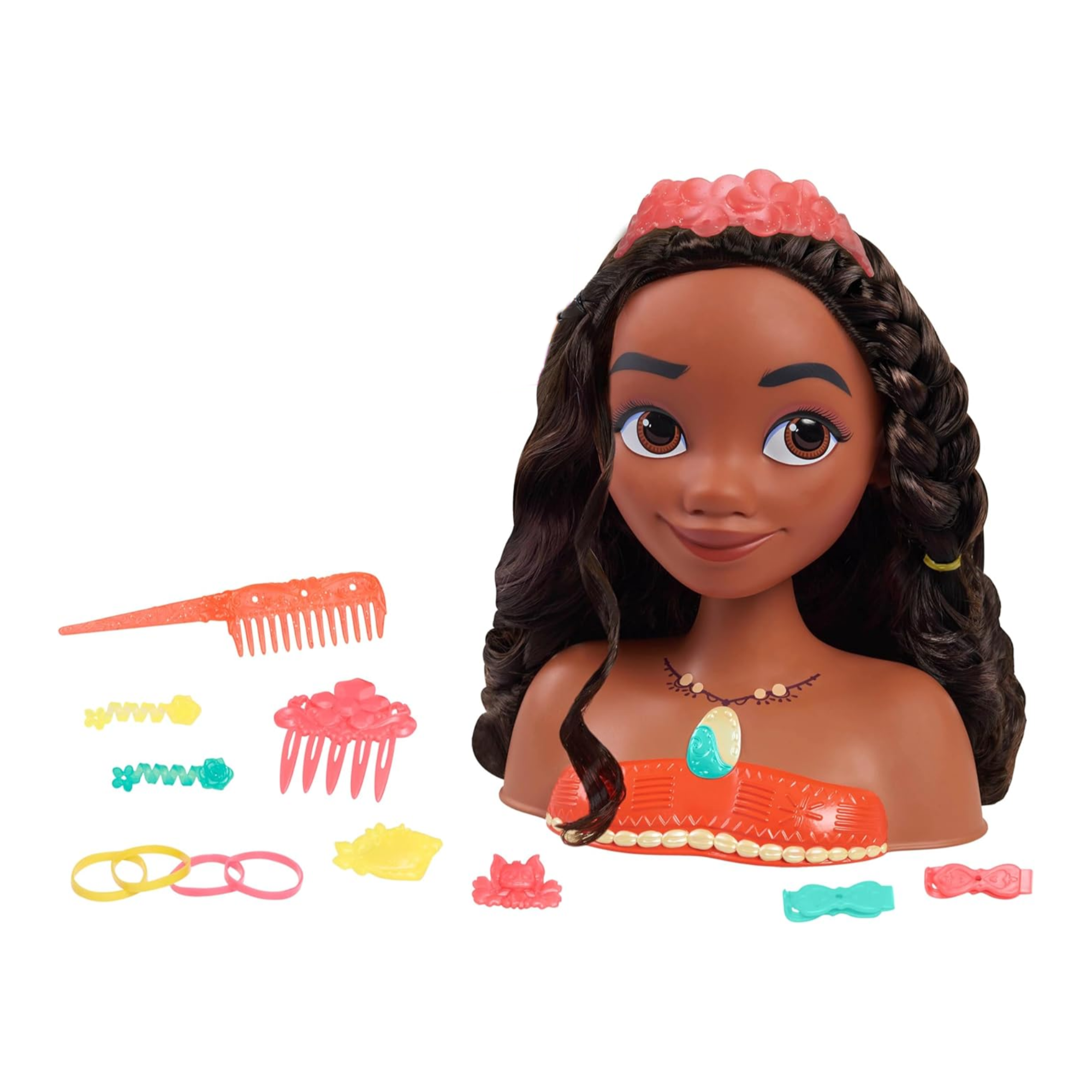 مجموعة لعب تظاهرية بشعر بني من ديزني برنسيس، مكونة من 14 قطعة مع ملحقات، تتميز بموانا، مقاس 8 بوصات، لعبة لعب أدوار مرخصة رسميًا للأطفال من سن 3 سنوات فما فوق من جاست بلاي