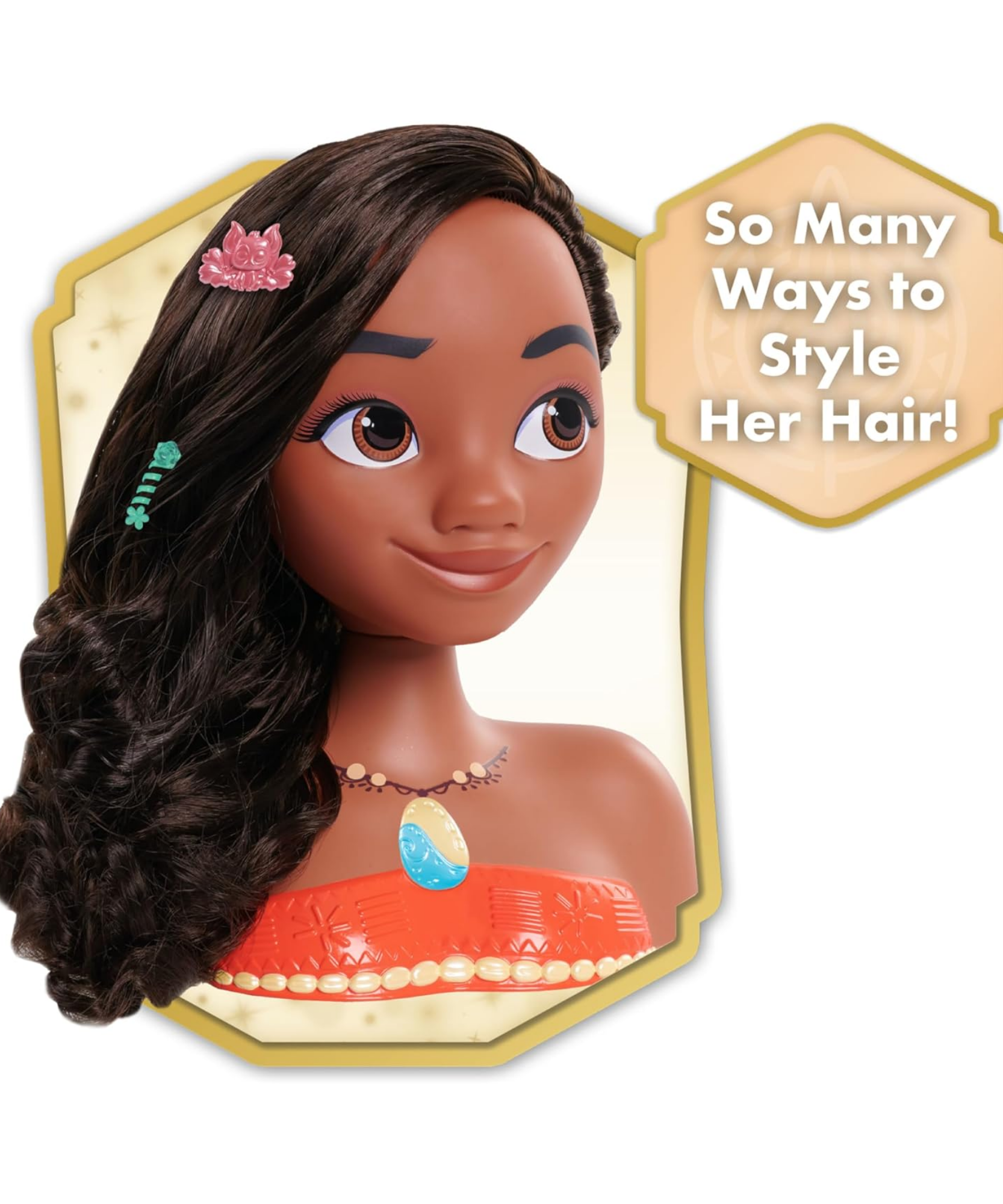 مجموعة لعب تظاهرية بشعر بني من ديزني برنسيس، مكونة من 14 قطعة مع ملحقات، تتميز بموانا، مقاس 8 بوصات، لعبة لعب أدوار مرخصة رسميًا للأطفال من سن 3 سنوات فما فوق من جاست بلاي