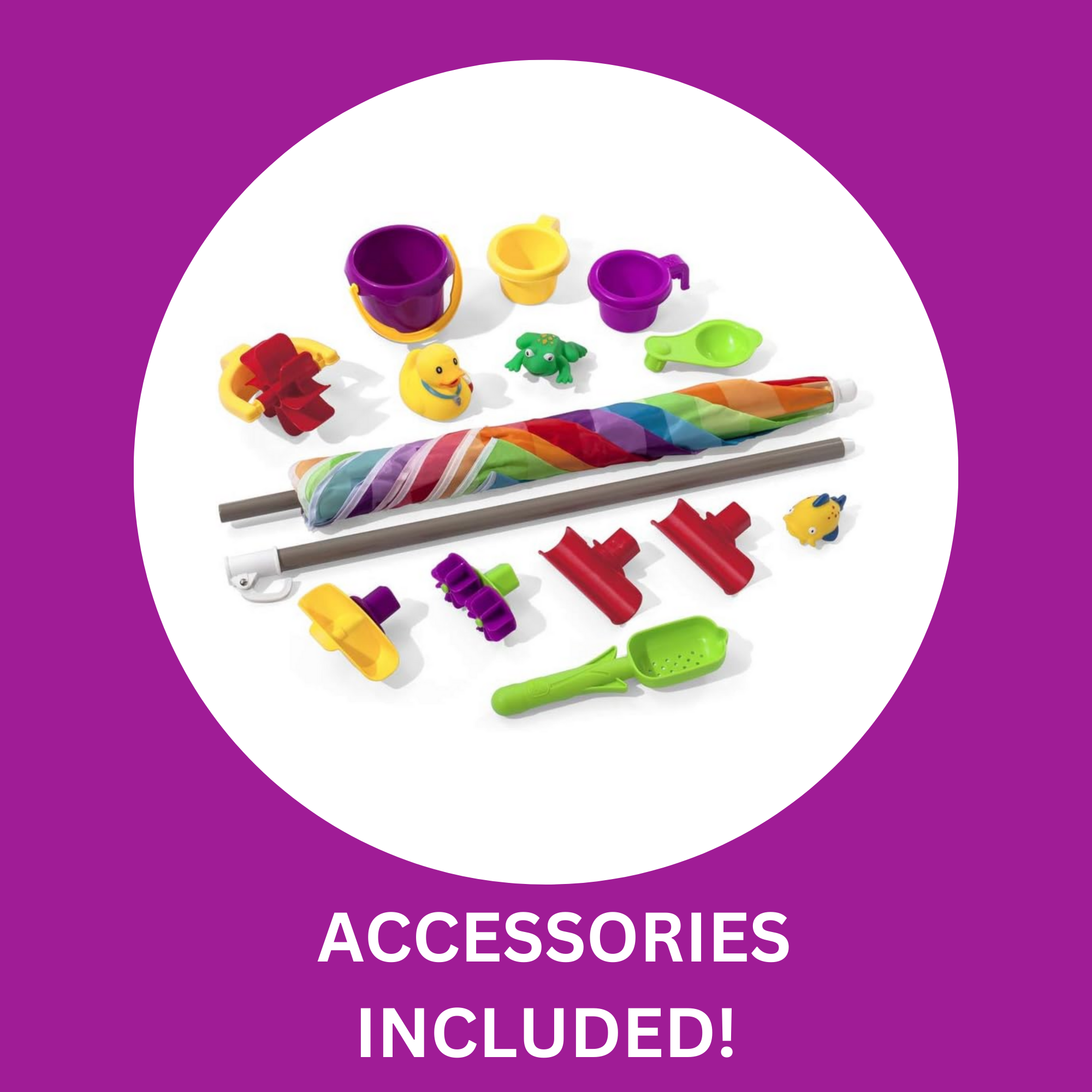 طاولة مياه ستيب 2 رين شاورز سبلاش بوند مع مظلة، طاولة مياه داخلية وخارجية، مجموعة ألعاب حسية ولعبة نشاط، جدار دش مطري، مجموعة إكسسوارات من 13 قطعة، لعبة للأطفال الصغار من عمر سنة ونصف فما فوق