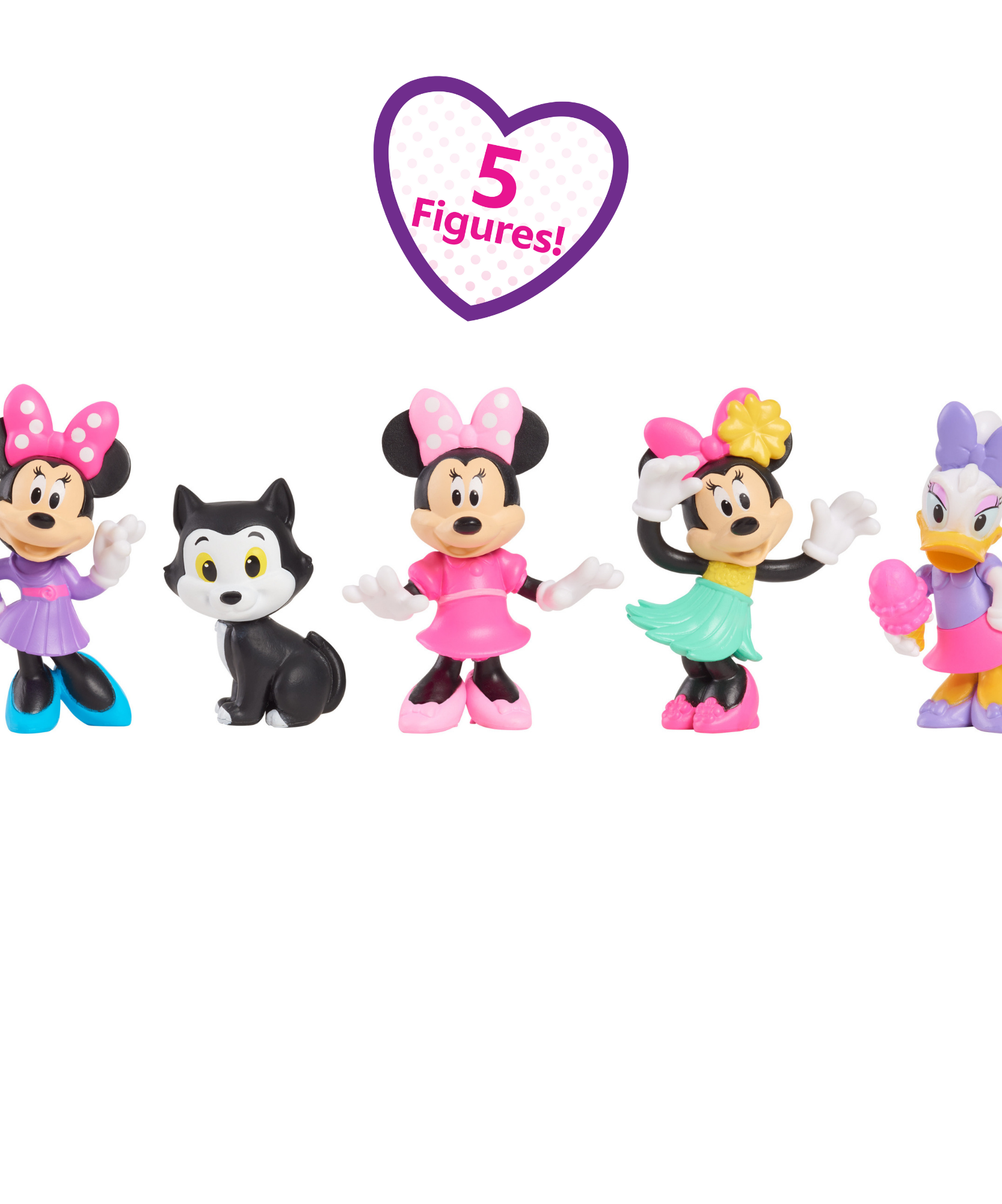 مجموعة مجسمات ديزني ميني ماوس القابلة للتجميع، مقاس 2.7 بوصة (6.8 سم)، مكونة من 5 قطع، لعبة أطفال مرخصة رسميًا للأعمار من 3 سنوات فما فوق من جاست بلاي
