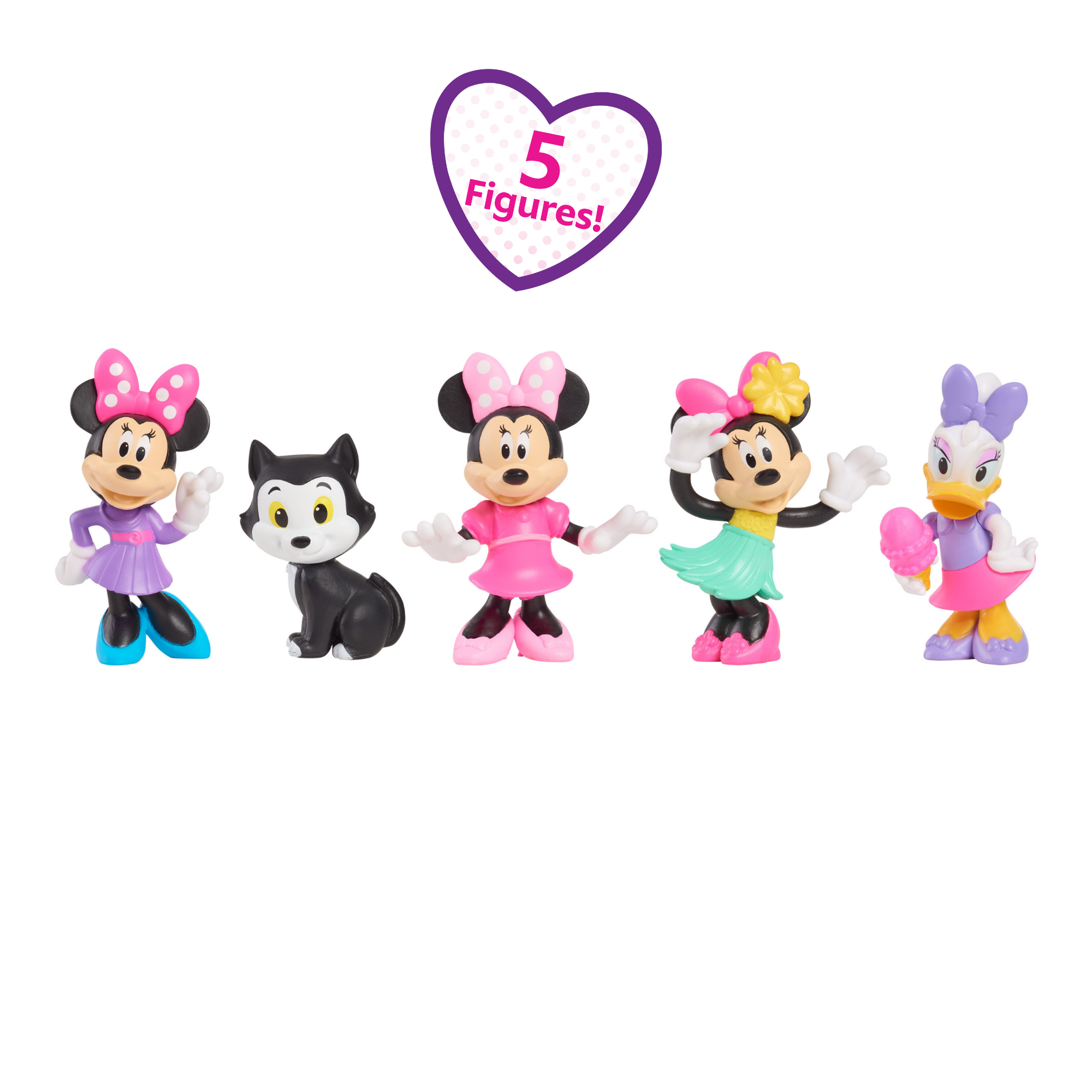 مجموعة مجسمات ديزني ميني ماوس القابلة للتجميع، مقاس 2.7 بوصة (6.8 سم)، مكونة من 5 قطع، لعبة أطفال مرخصة رسميًا للأعمار من 3 سنوات فما فوق من جاست بلاي