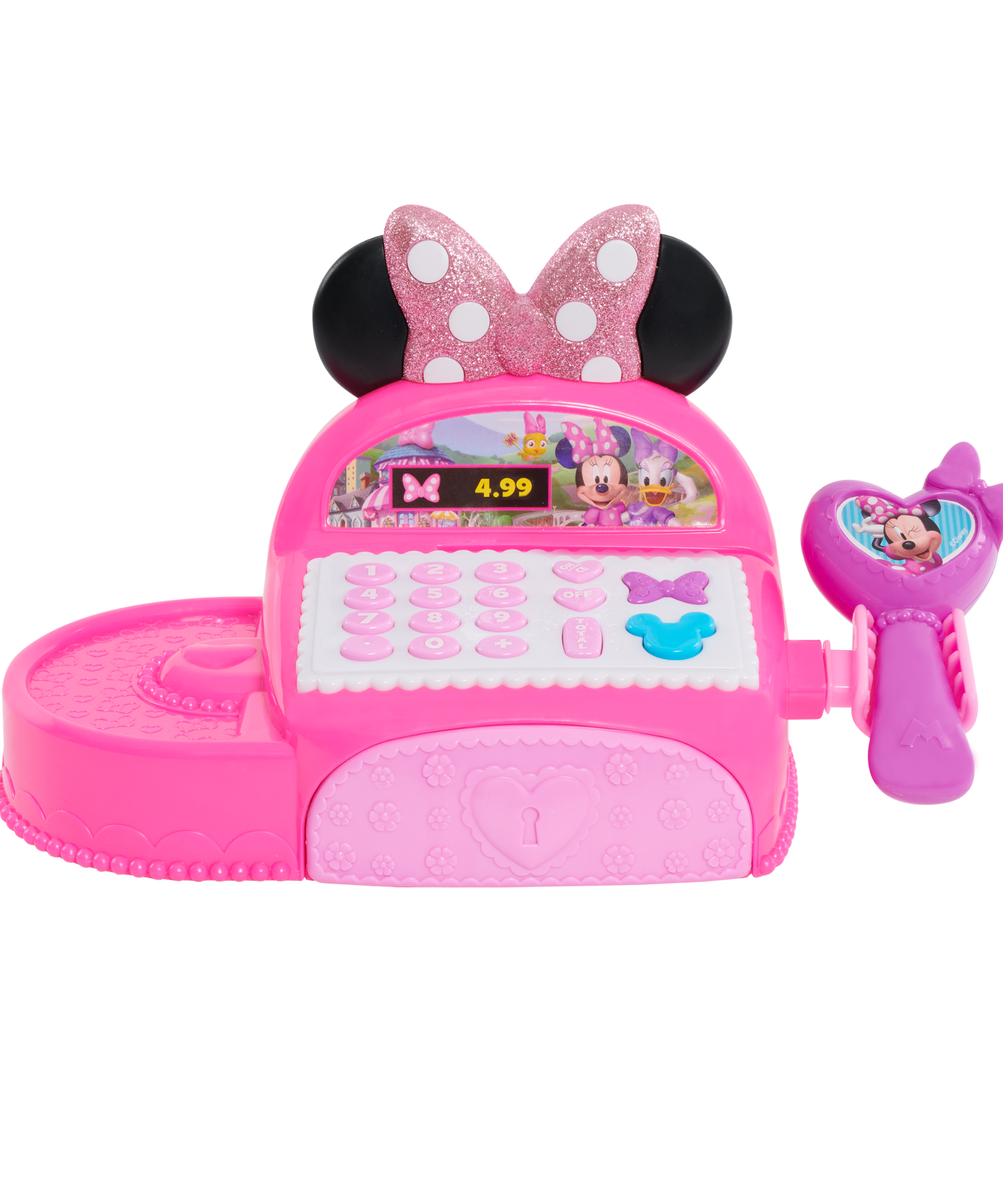 Disney Minnie Mouse Bowtique Cash Register with Lights and Sounds, Preschool Pretend Play Toy with Pull Drawer, Coins, Cash and Card, Officially Licensed Kids Toy for Ages 3 & Up by Just Play