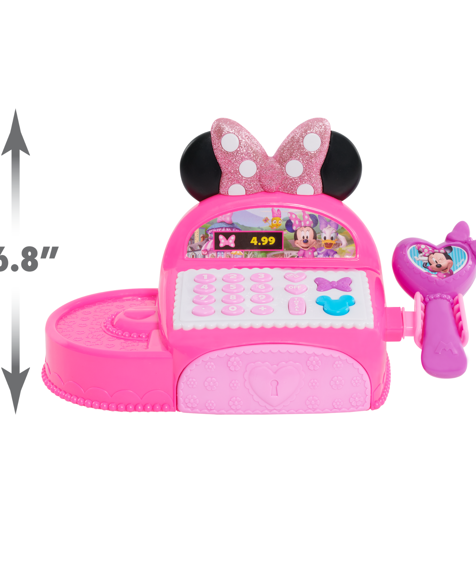 Disney Minnie Mouse Bowtique Cash Register with Lights and Sounds, Preschool Pretend Play Toy with Pull Drawer, Coins, Cash and Card, Officially Licensed Kids Toy for Ages 3 & Up by Just Play