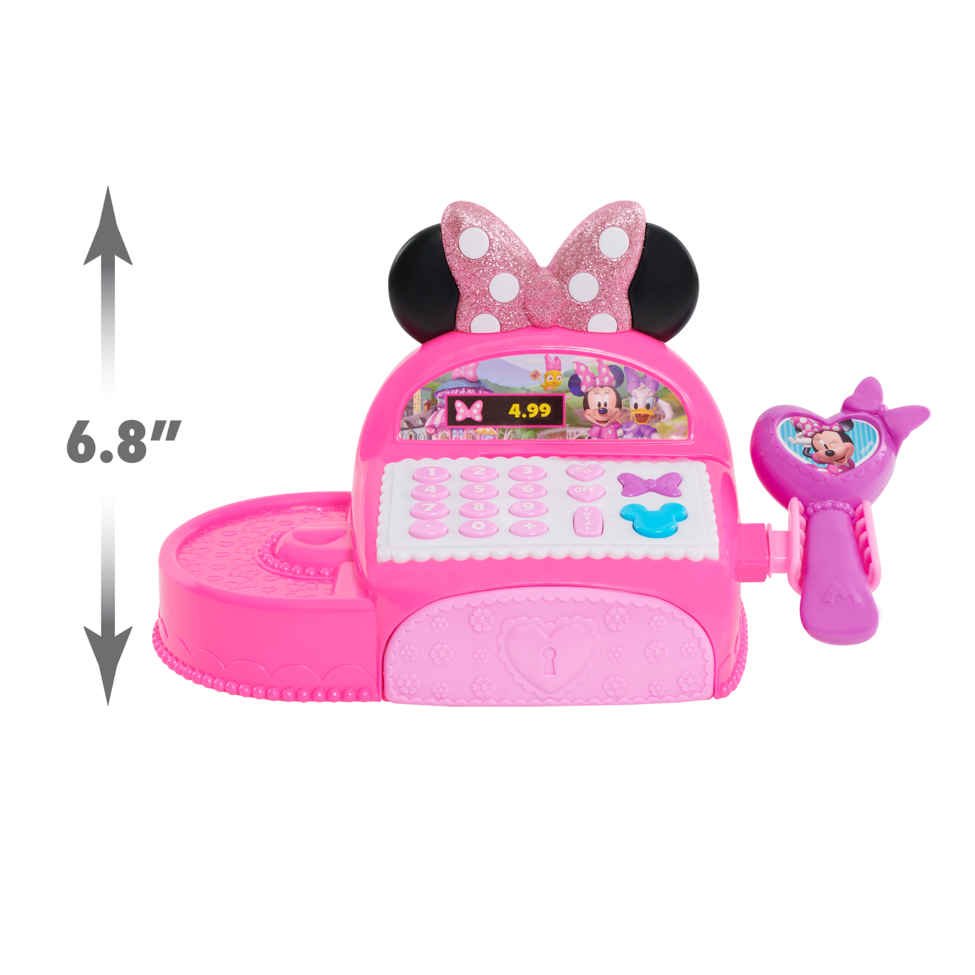 Disney Minnie Mouse Bowtique Cash Register with Lights and Sounds, Preschool Pretend Play Toy with Pull Drawer, Coins, Cash and Card, Officially Licensed Kids Toy for Ages 3 & Up by Just Play