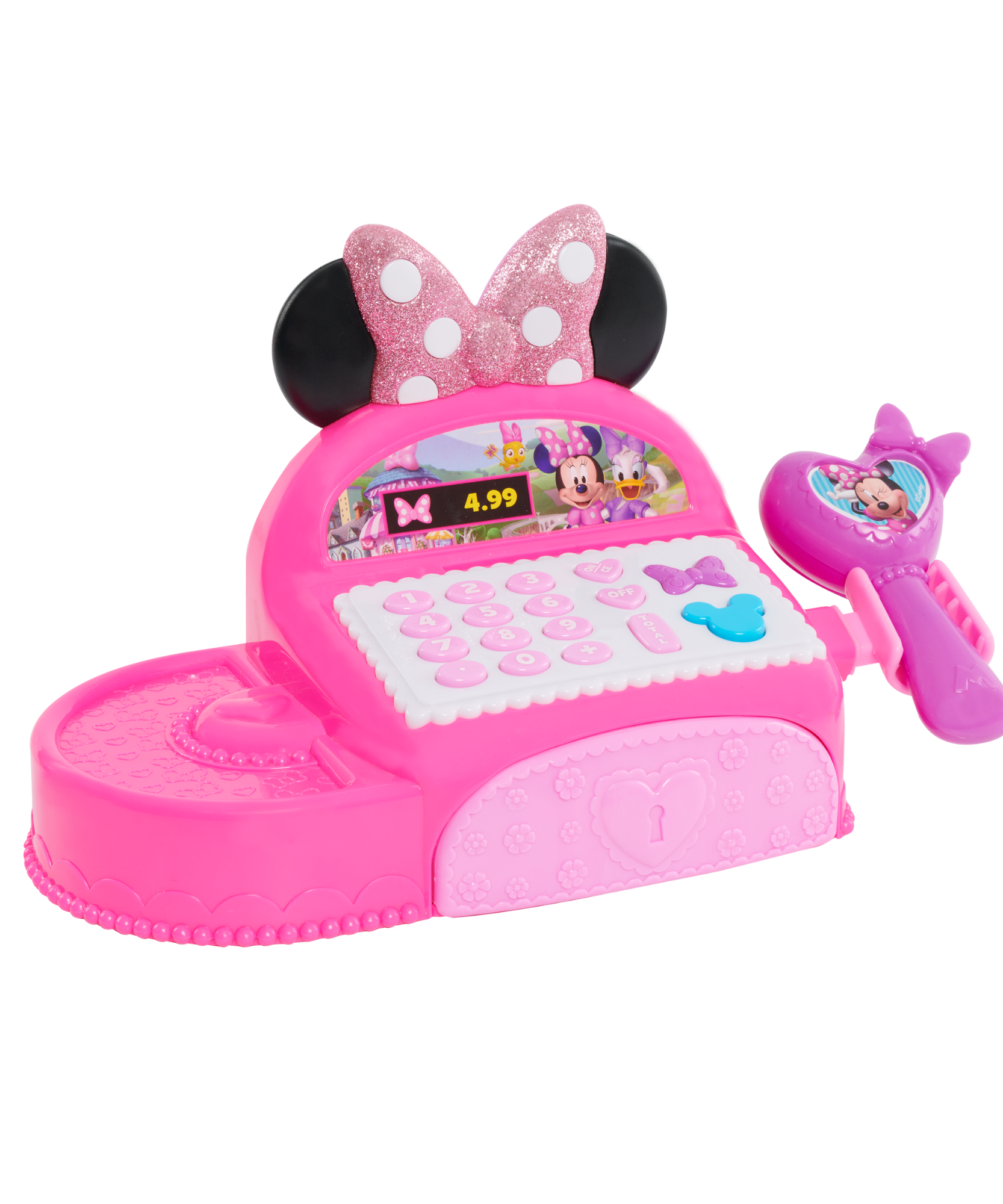 Disney Minnie Mouse Bowtique Cash Register with Lights and Sounds, Preschool Pretend Play Toy with Pull Drawer, Coins, Cash and Card, Officially Licensed Kids Toy for Ages 3 & Up by Just Play