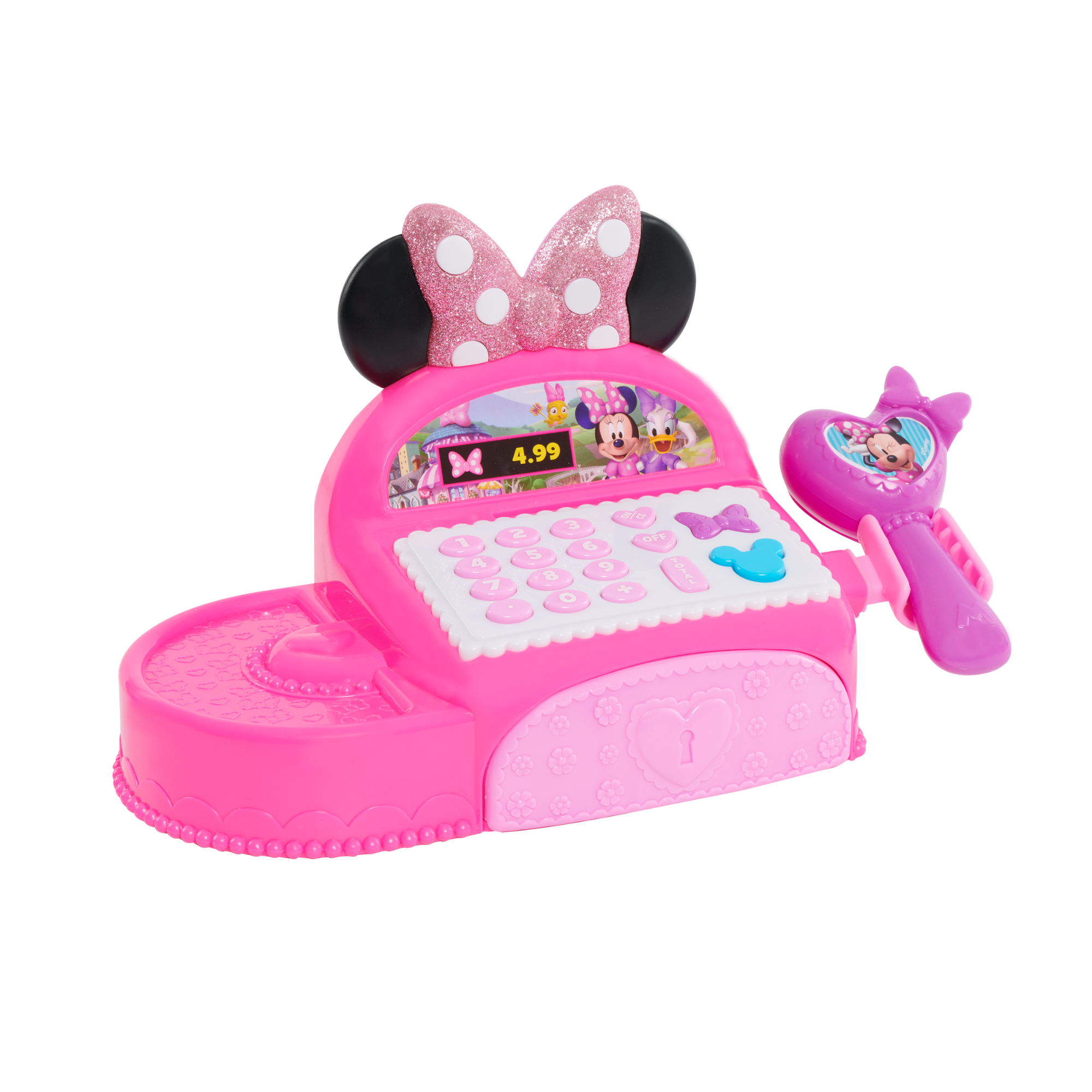 Disney Minnie Mouse Bowtique Cash Register with Lights and Sounds, Preschool Pretend Play Toy with Pull Drawer, Coins, Cash and Card, Officially Licensed Kids Toy for Ages 3 & Up by Just Play