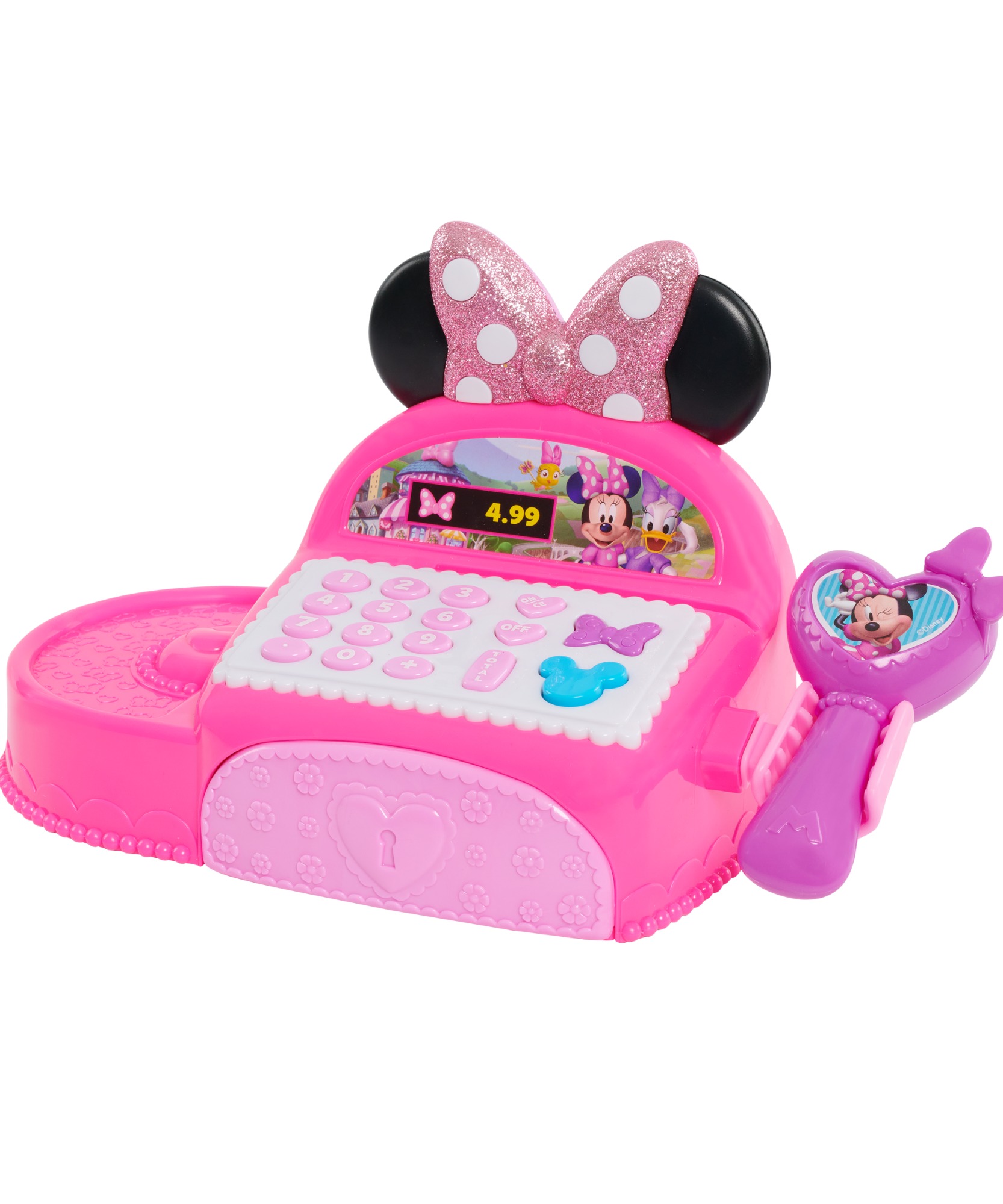 Disney Minnie Mouse Bowtique Cash Register with Lights and Sounds, Preschool Pretend Play Toy with Pull Drawer, Coins, Cash and Card, Officially Licensed Kids Toy for Ages 3 & Up by Just Play