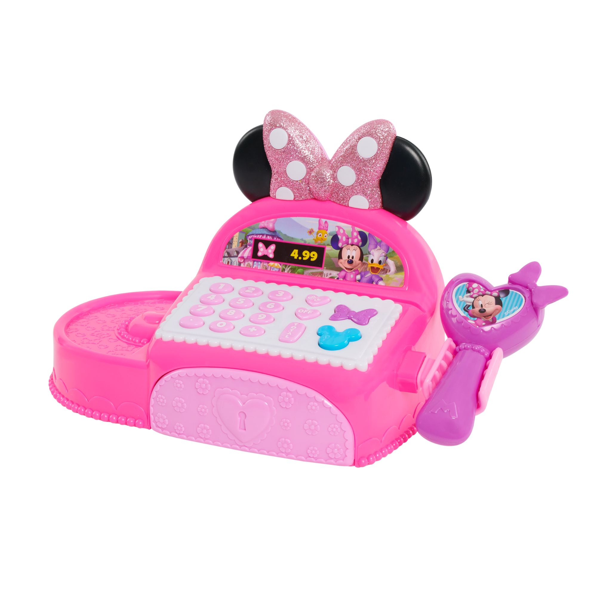 Disney Minnie Mouse Bowtique Cash Register with Lights and Sounds, Preschool Pretend Play Toy with Pull Drawer, Coins, Cash and Card, Officially Licensed Kids Toy for Ages 3 & Up by Just Play