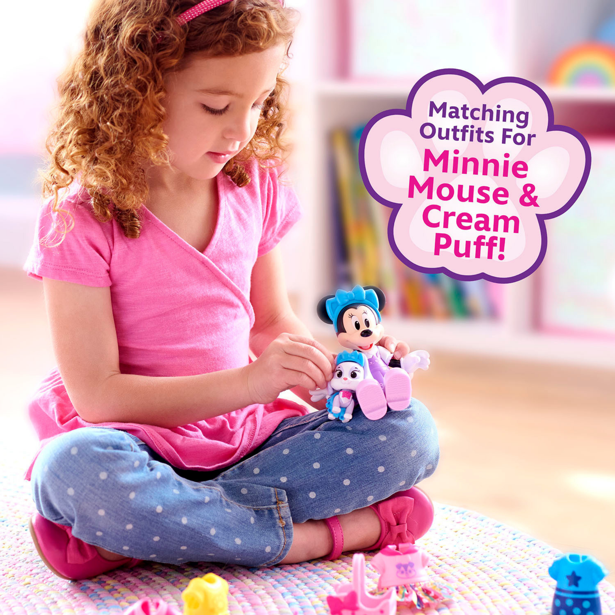 Disney Minnie Mouse Glitter and Glam Pet Fashion Set, 23-piece Doll and Accessories Set, Preschool Pretend Play Toy, Officially Licensed Kids Toy for Ages 3 & Up by Just Play