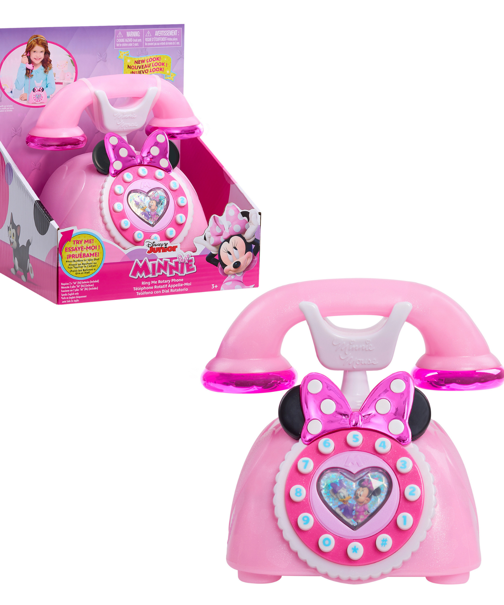 Disney Minnie Mouse Ring Me Rotary Phone, Preschool Pretend Play Toy with Lights and Sounds, Officially Licensed Kids Toy for Ages 3 & Up by Just Play