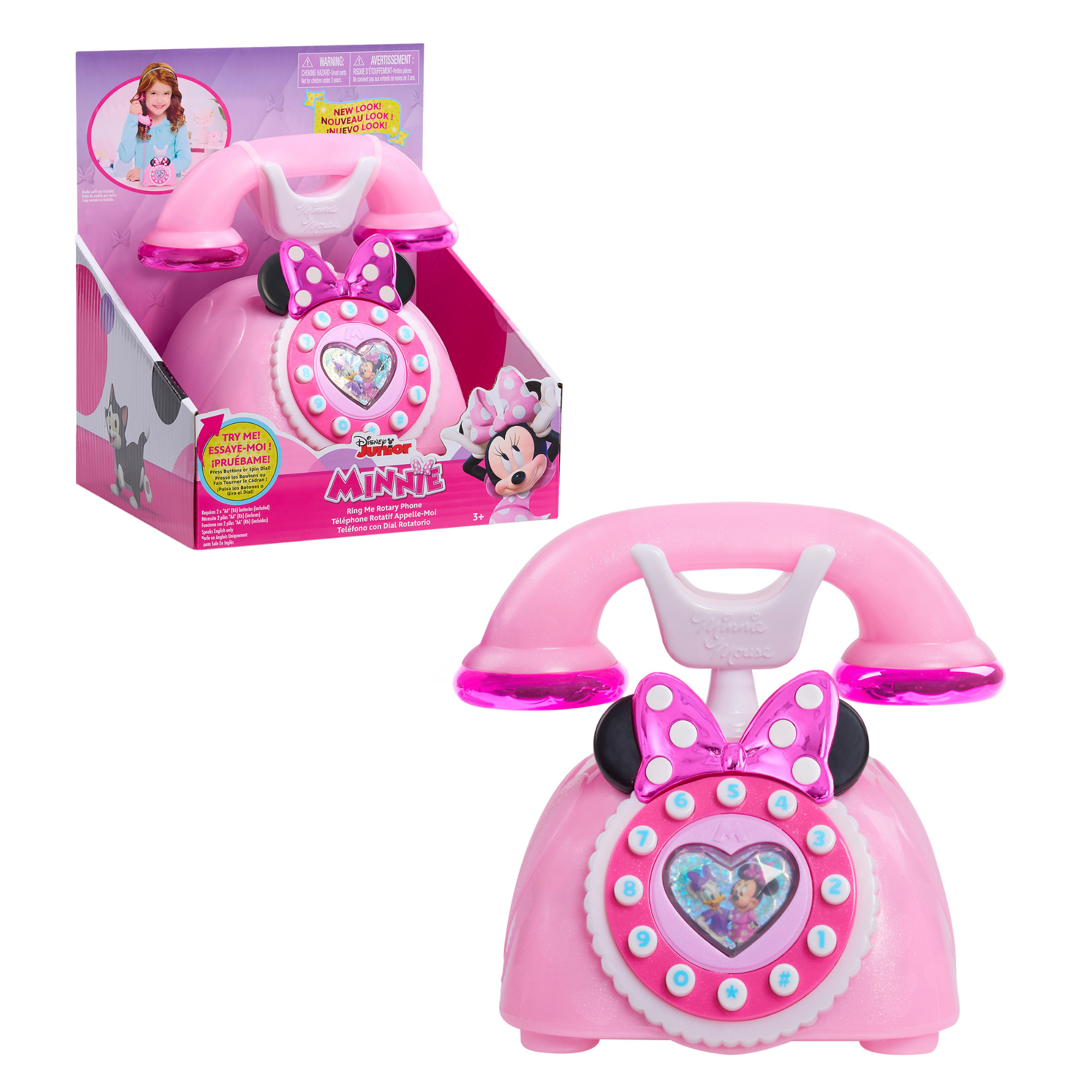 Disney Minnie Mouse Ring Me Rotary Phone, Preschool Pretend Play Toy with Lights and Sounds, Officially Licensed Kids Toy for Ages 3 & Up by Just Play