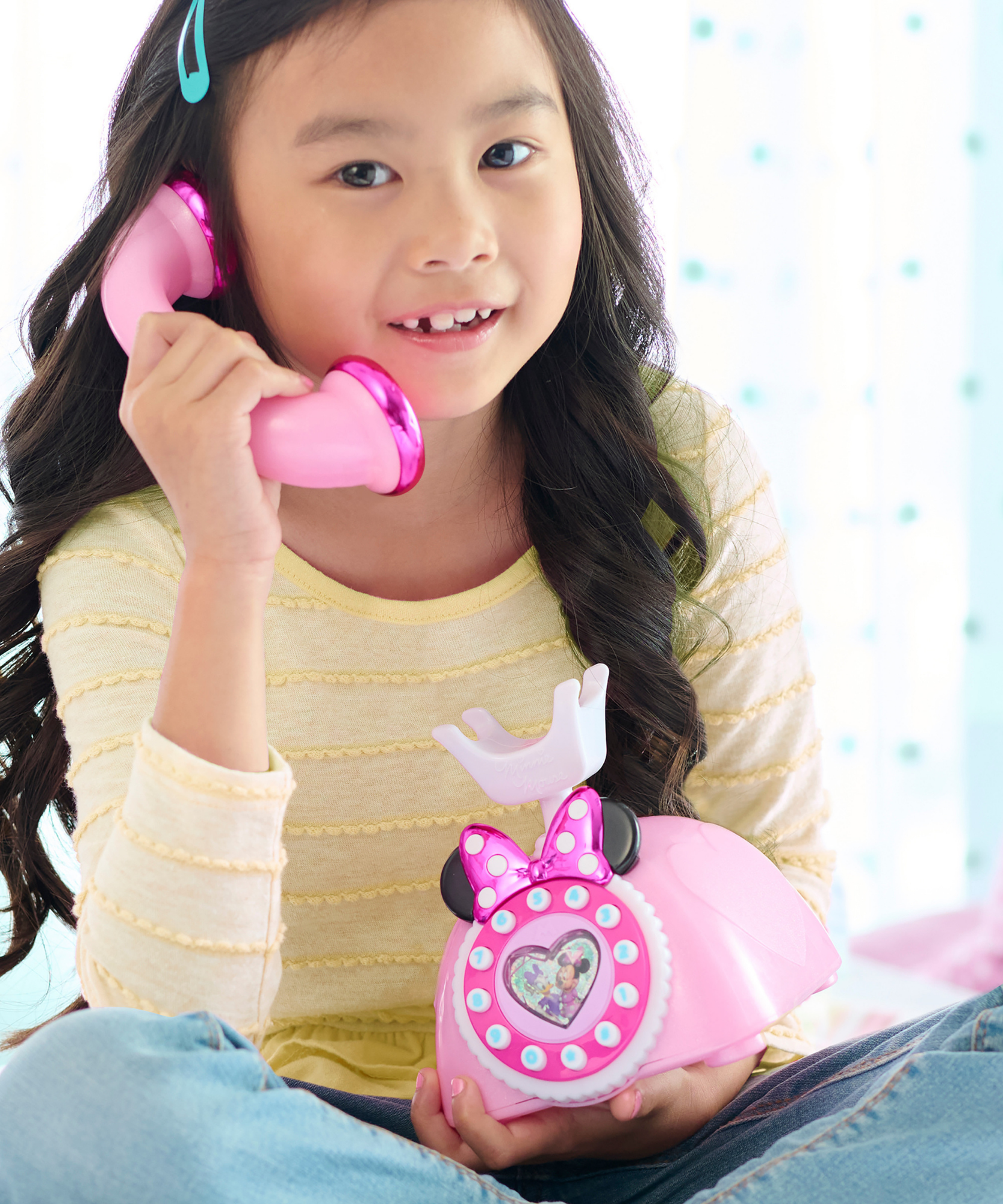 Disney Minnie Mouse Ring Me Rotary Phone, Preschool Pretend Play Toy with Lights and Sounds, Officially Licensed Kids Toy for Ages 3 & Up by Just Play