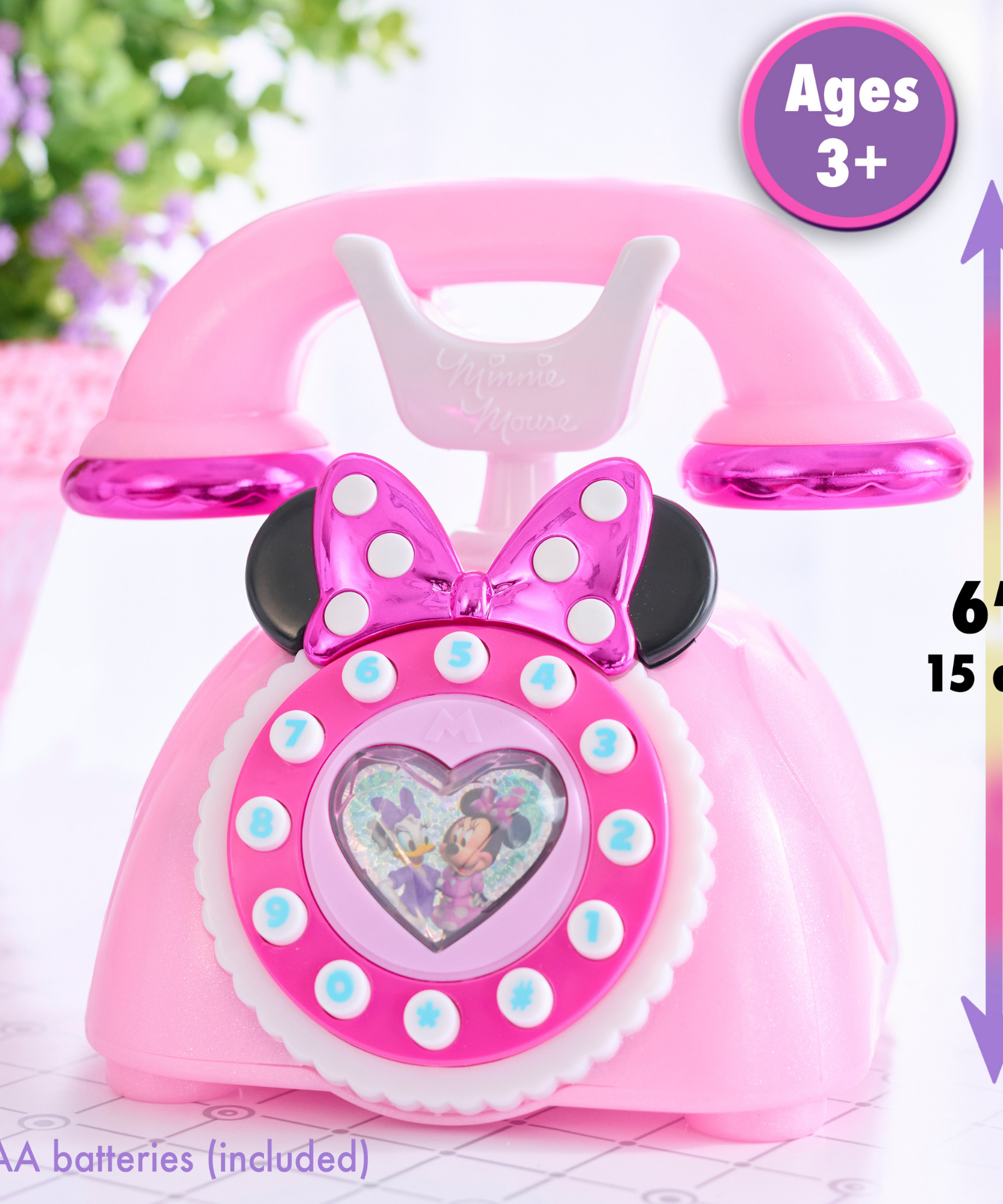 Disney Minnie Mouse Ring Me Rotary Phone, Preschool Pretend Play Toy with Lights and Sounds, Officially Licensed Kids Toy for Ages 3 & Up by Just Play