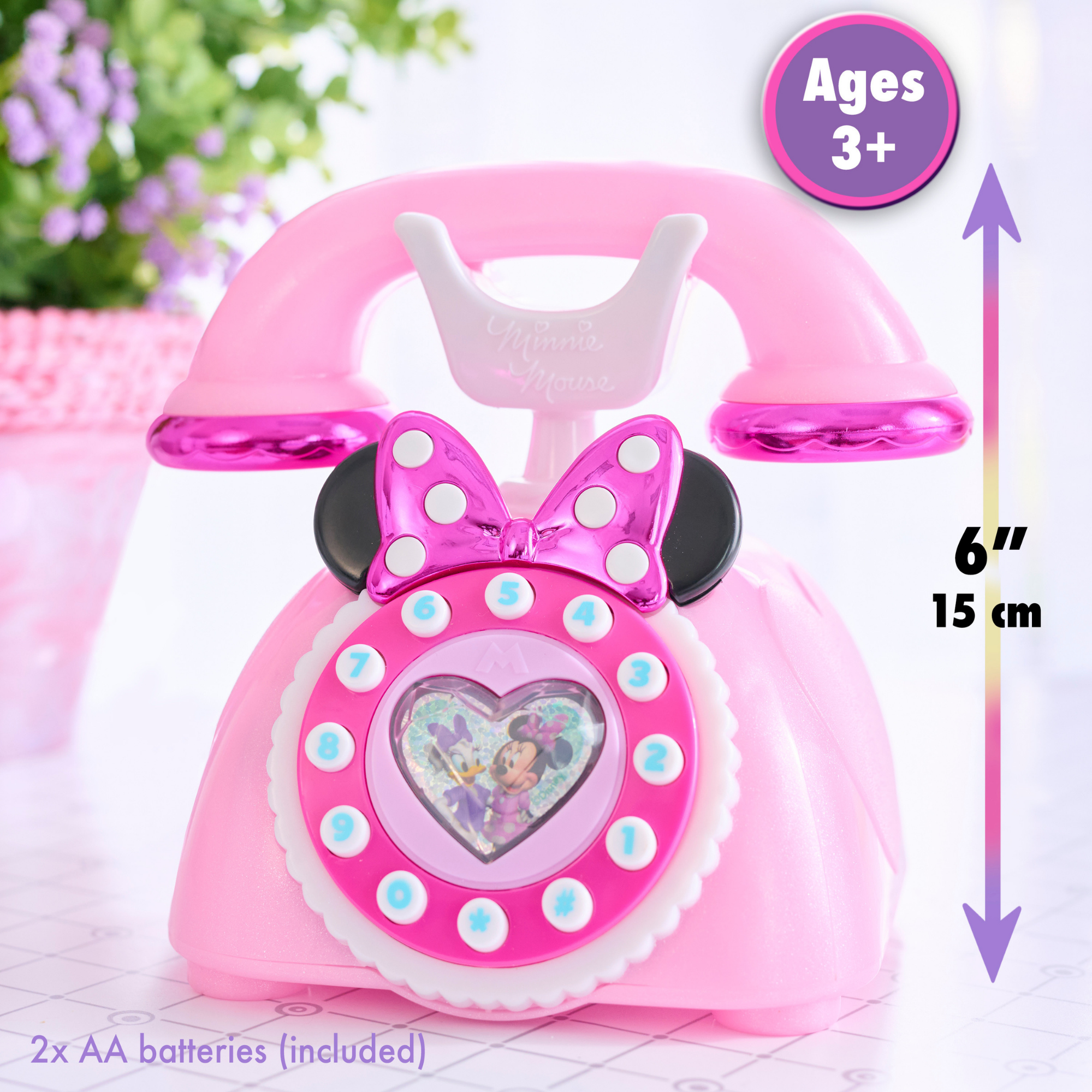 Disney Minnie Mouse Ring Me Rotary Phone, Preschool Pretend Play Toy with Lights and Sounds, Officially Licensed Kids Toy for Ages 3 & Up by Just Play
