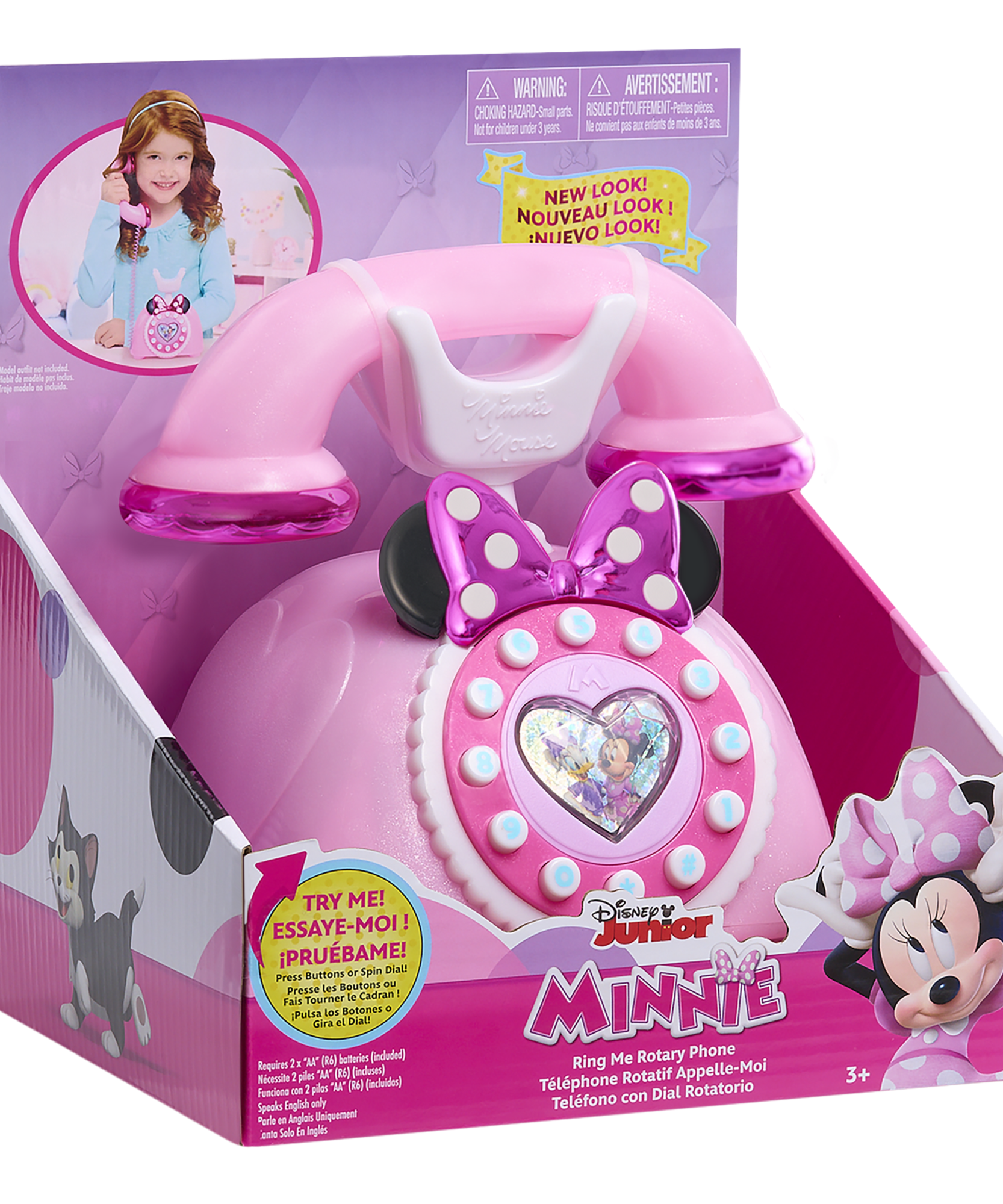 Disney Minnie Mouse Ring Me Rotary Phone, Preschool Pretend Play Toy with Lights and Sounds, Officially Licensed Kids Toy for Ages 3 & Up by Just Play