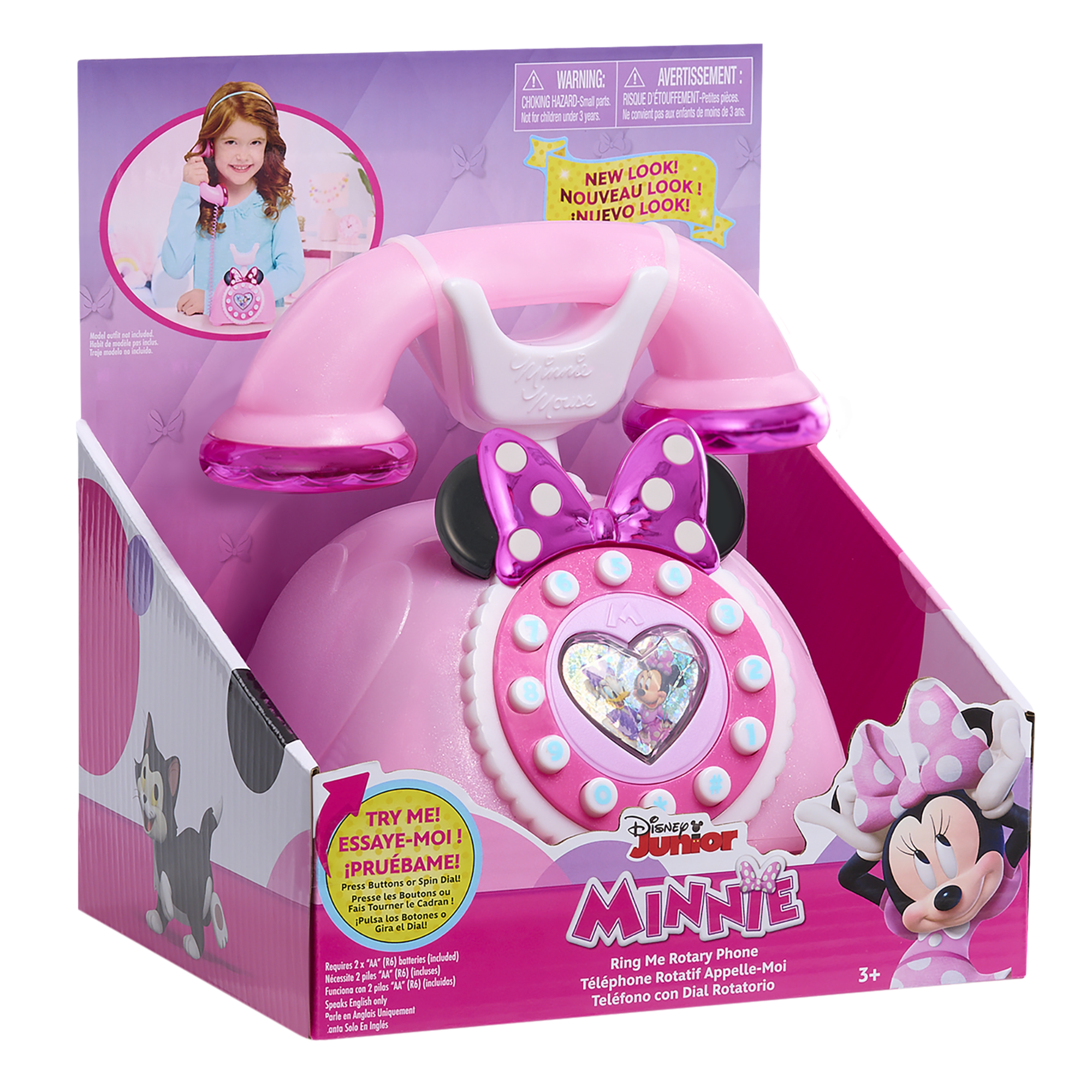 Disney Minnie Mouse Ring Me Rotary Phone, Preschool Pretend Play Toy with Lights and Sounds, Officially Licensed Kids Toy for Ages 3 & Up by Just Play