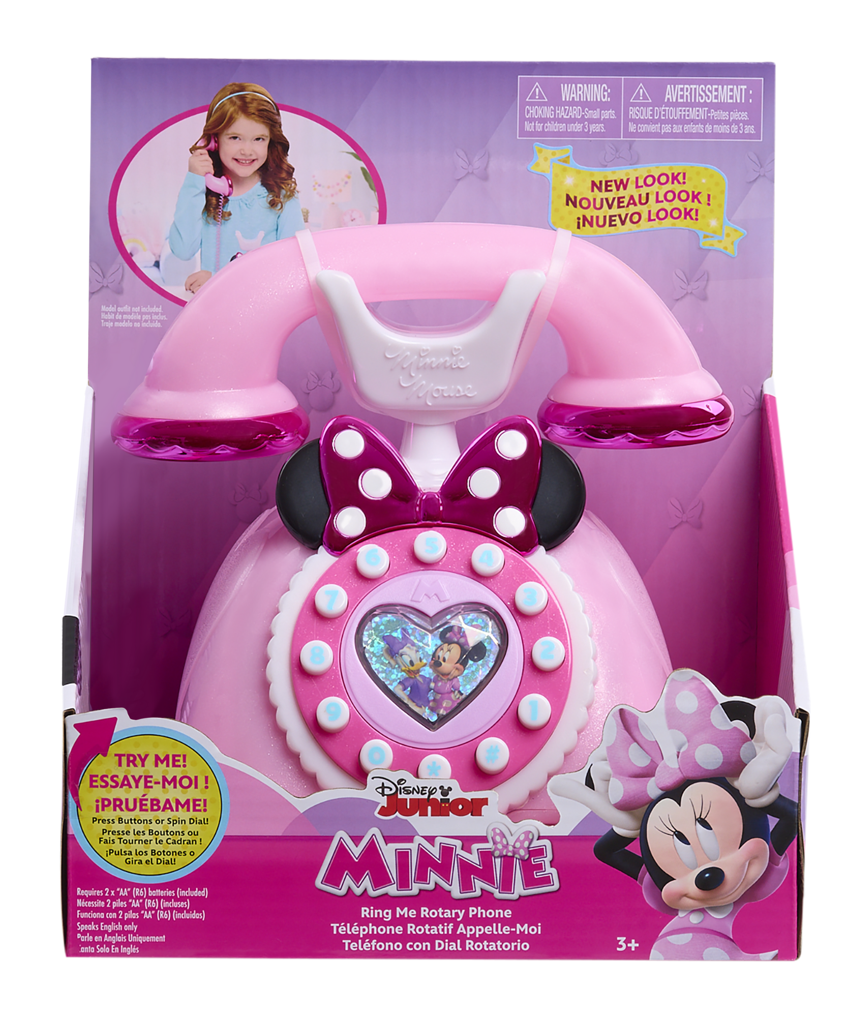 Disney Minnie Mouse Ring Me Rotary Phone, Preschool Pretend Play Toy with Lights and Sounds, Officially Licensed Kids Toy for Ages 3 & Up by Just Play