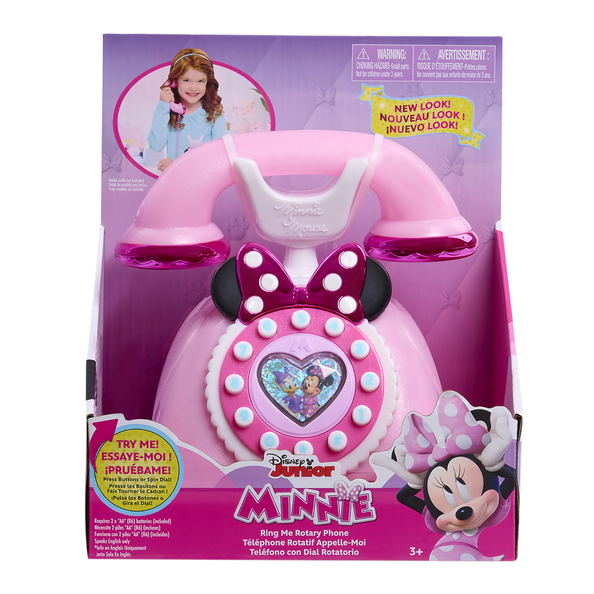 Disney Minnie Mouse Ring Me Rotary Phone, Preschool Pretend Play Toy with Lights and Sounds, Officially Licensed Kids Toy for Ages 3 & Up by Just Play
