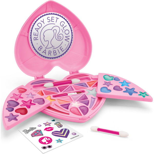 CrazArt Barbie All-in-One Beauty Compact Set, Portable Makeup Playset for Kids, Creative Pretend Play, Non-Toxic Accessories