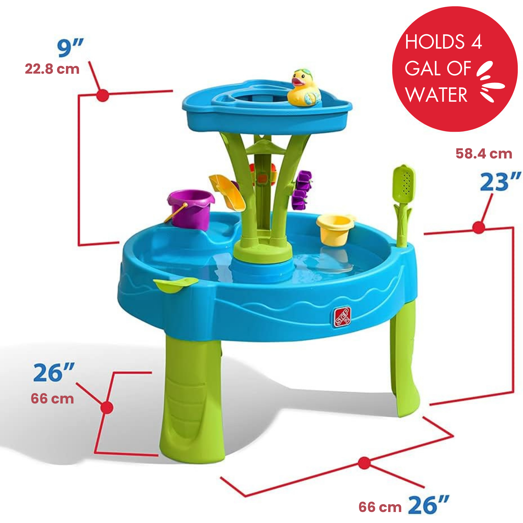 Step2 Summer Showers Splash Tower Water Table, Indoor and Outdoor Water Table and Sensory Playset, Activity Toy with8 Piece Accessories, STEM Toy and Activity Centre, Suitable for Toddlers Aged 1.5+