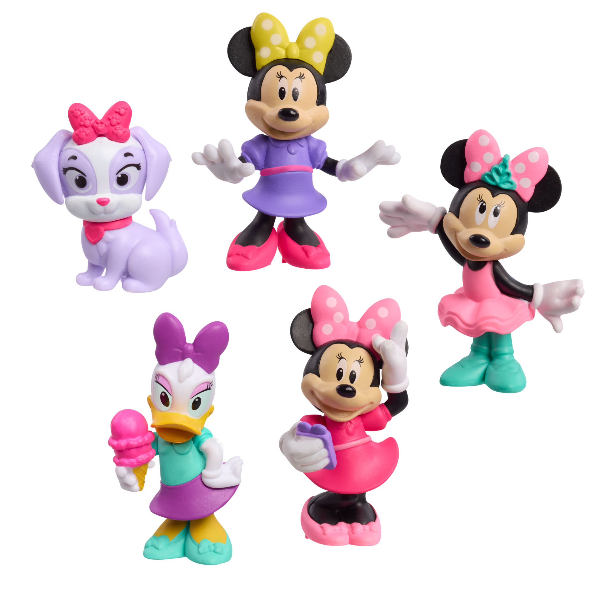 Disney Minnie Mouse 2.5 Inch (6.3 cm) Collectible Figure Set, 5-Piece Toy Figurines, Officially Licensed Kids Toy for Ages 3 & Up by Just Play