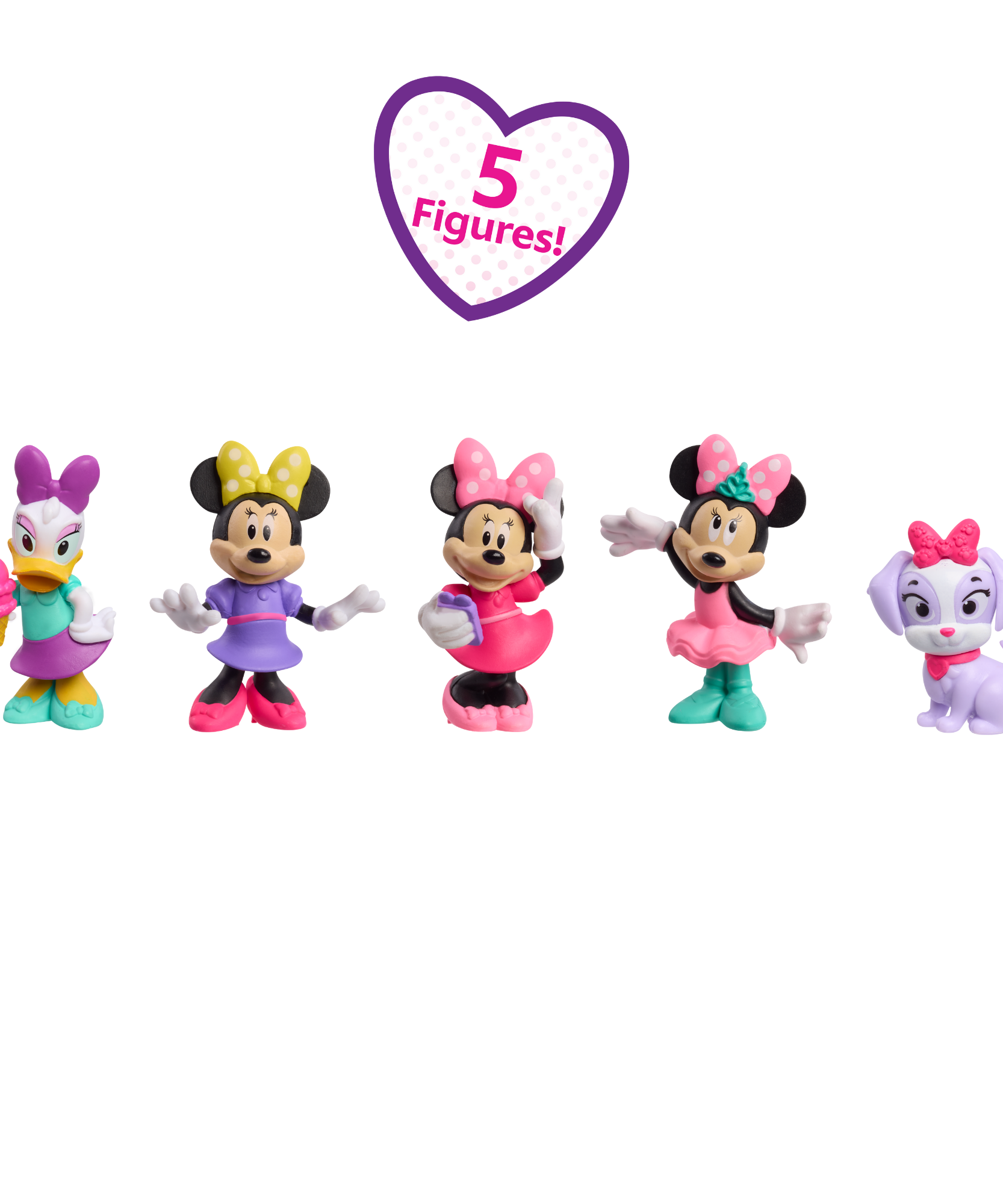 Disney Minnie Mouse 2.5 Inch (6.3 cm) Collectible Figure Set, 5-Piece Toy Figurines, Officially Licensed Kids Toy for Ages 3 & Up by Just Play