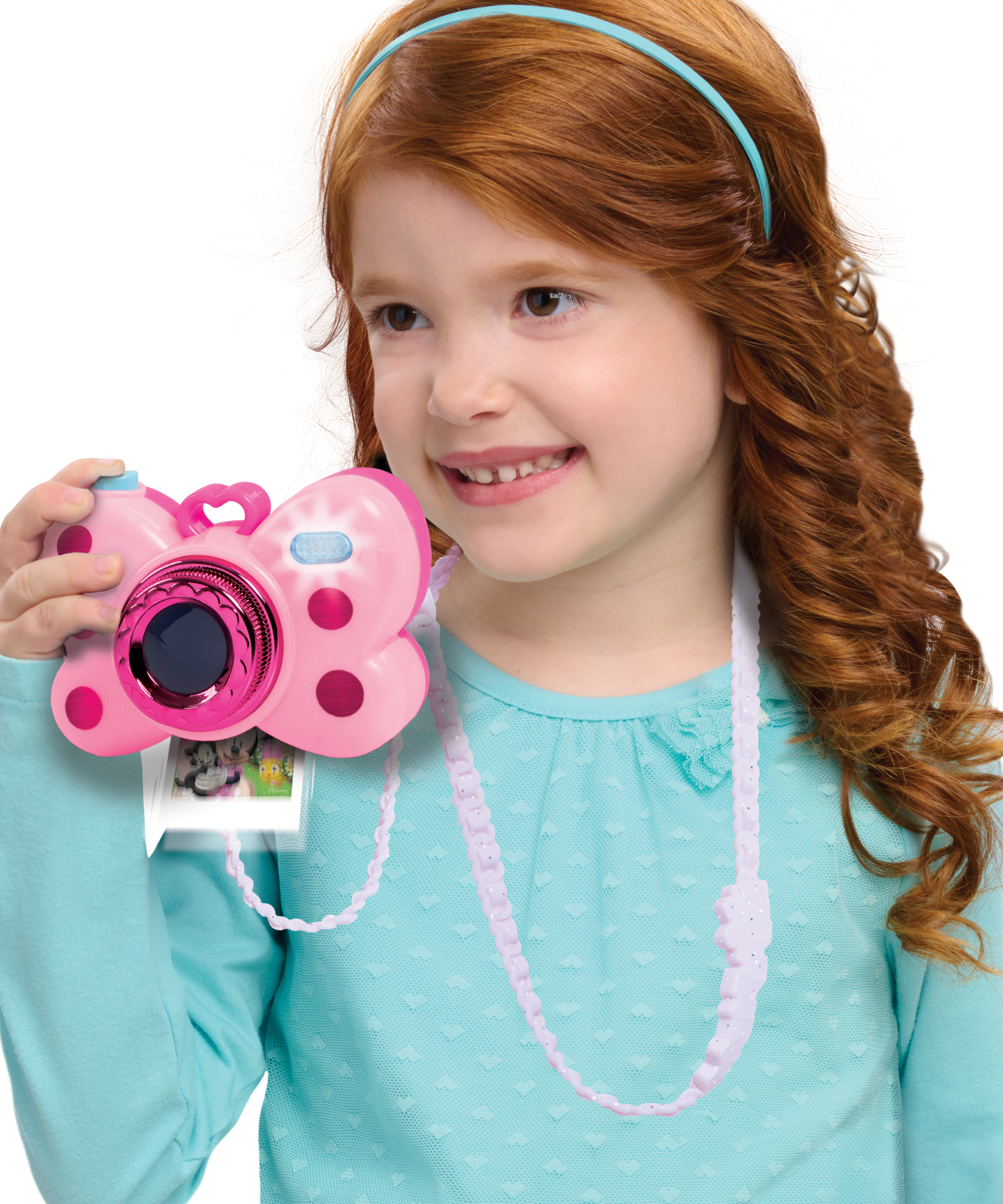 Disney Minnie Mouse Picture Perfect Play Camera with Double-Sided Photos, 4-Piece Preschool Pretend Play Toy with Lights and Sounds, Officially Licensed Kids Toy for Ages 3 & Up by Just Play