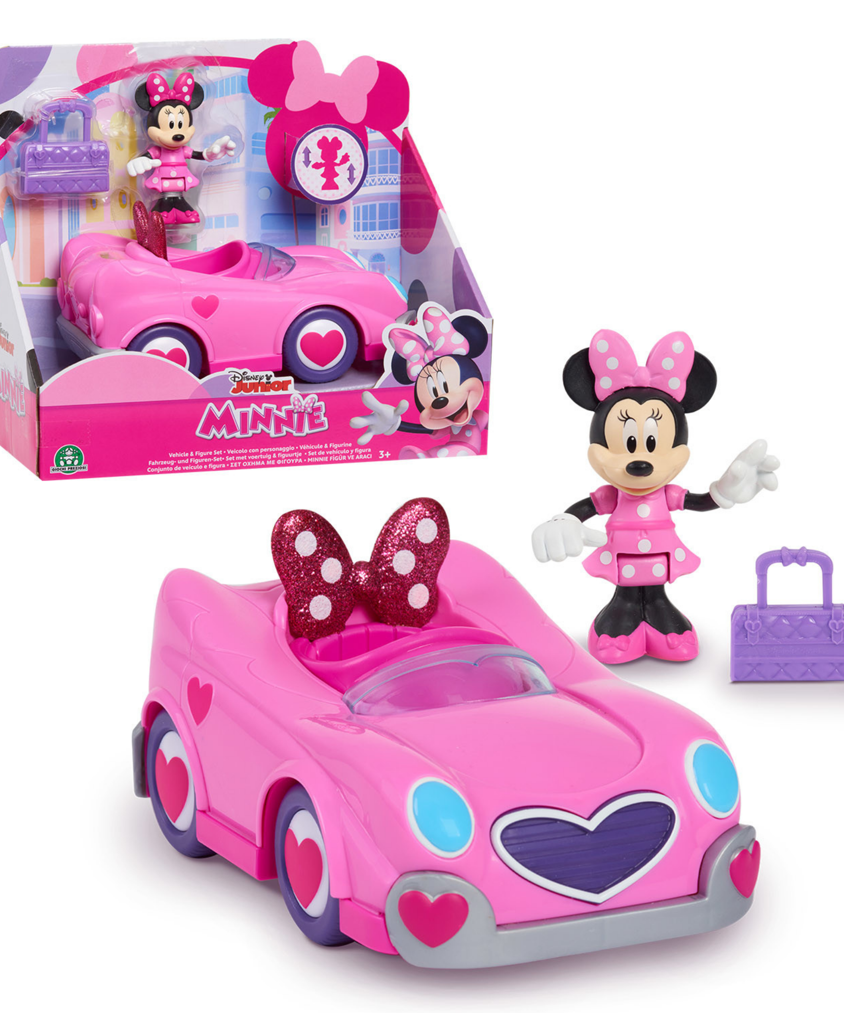 Disney Minnie Mouse Vehicle and Figure Set, Car with Trunk Open Function, Collectible Figure, Officially Licensed Kids Toy for Ages 3 & Up by Just Play