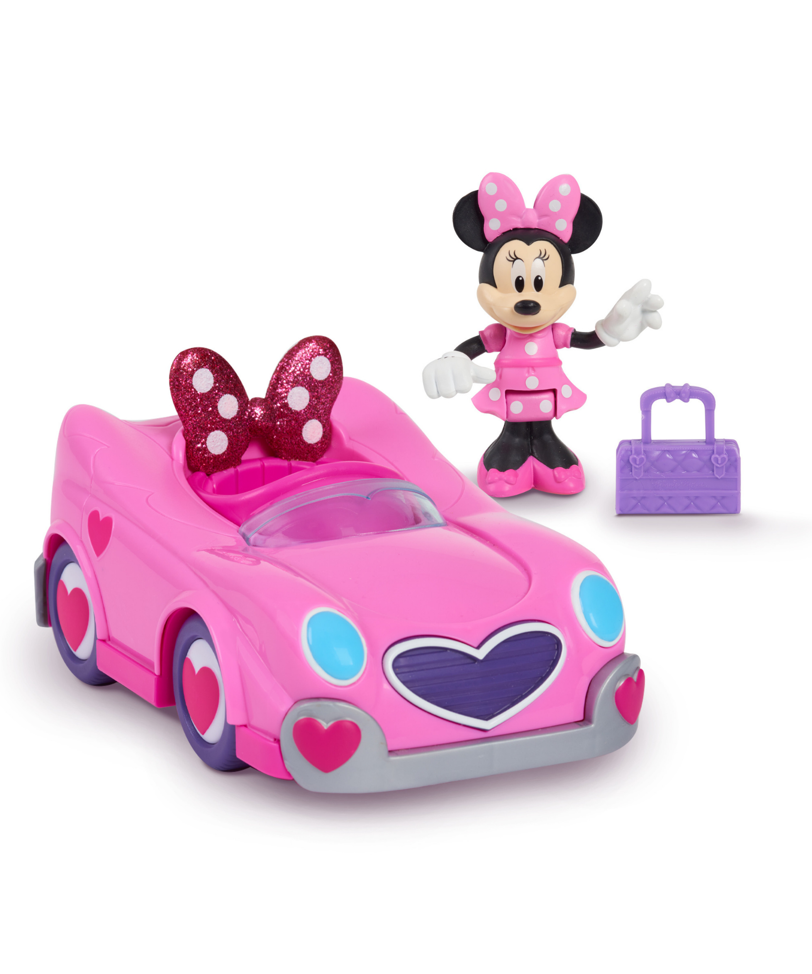 Disney Minnie Mouse Vehicle and Figure Set, Car with Trunk Open Function, Collectible Figure, Officially Licensed Kids Toy for Ages 3 & Up by Just Play