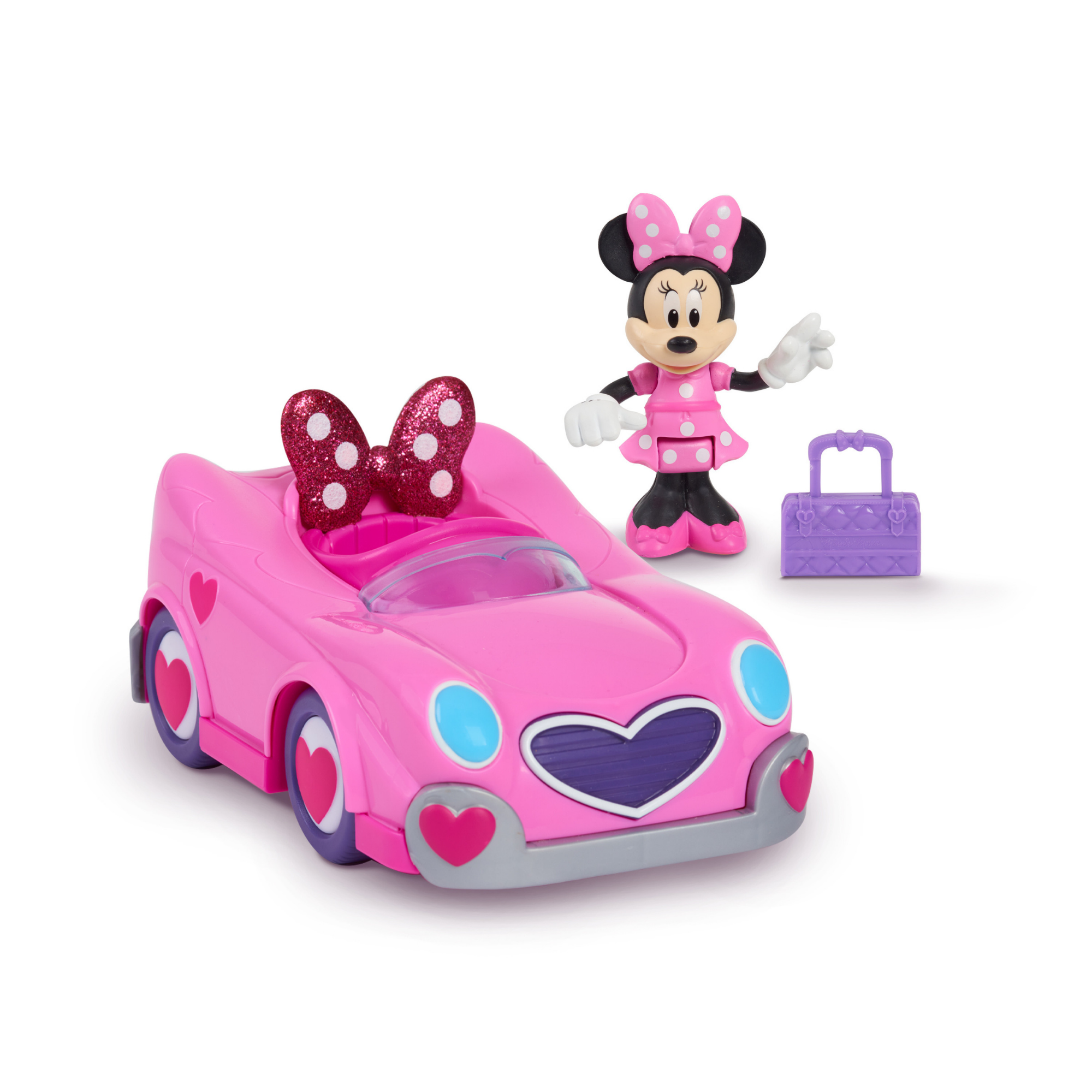 Disney Minnie Mouse Vehicle and Figure Set, Car with Trunk Open Function, Collectible Figure, Officially Licensed Kids Toy for Ages 3 & Up by Just Play