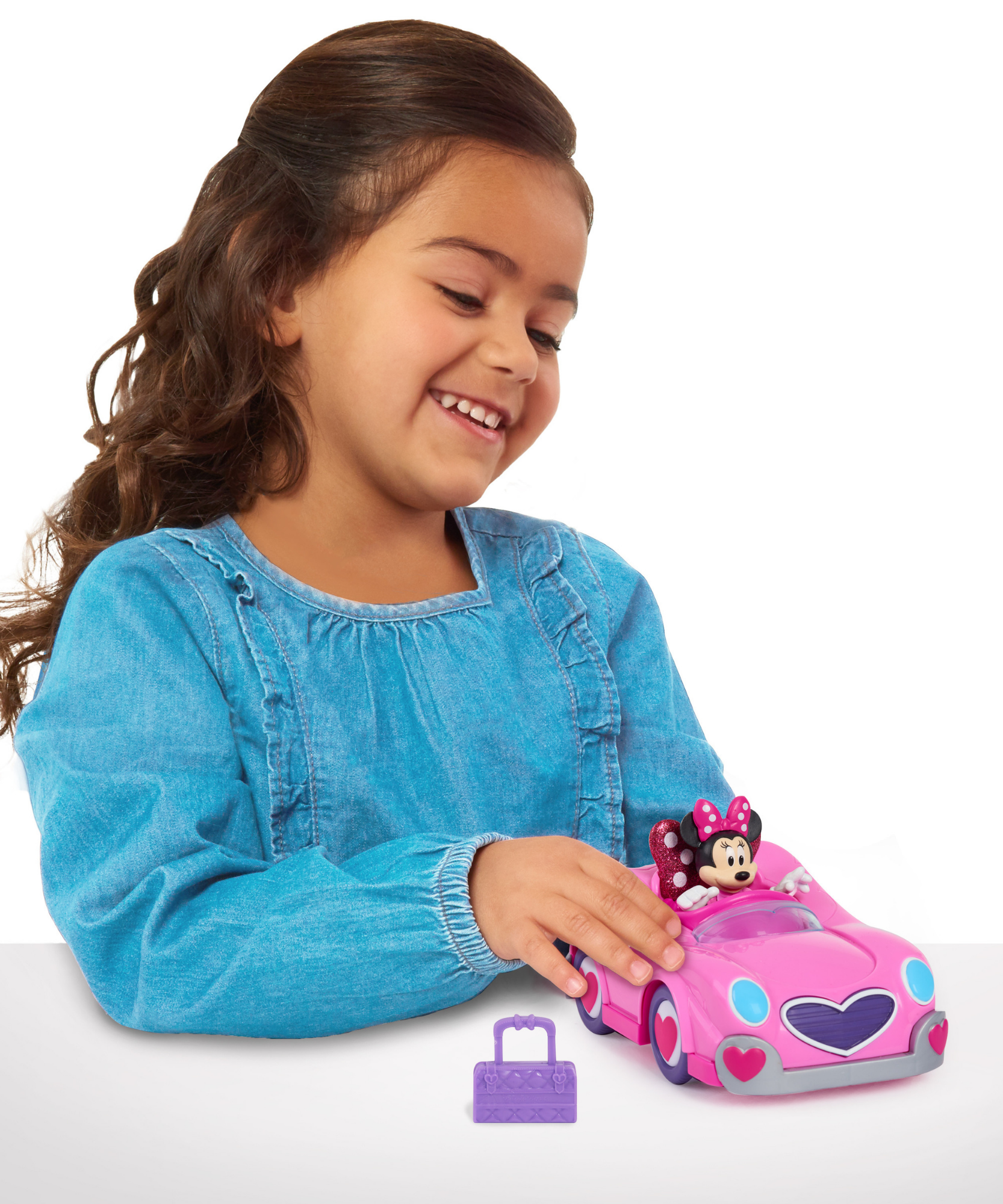 Disney Minnie Mouse Vehicle and Figure Set, Car with Trunk Open Function, Collectible Figure, Officially Licensed Kids Toy for Ages 3 & Up by Just Play