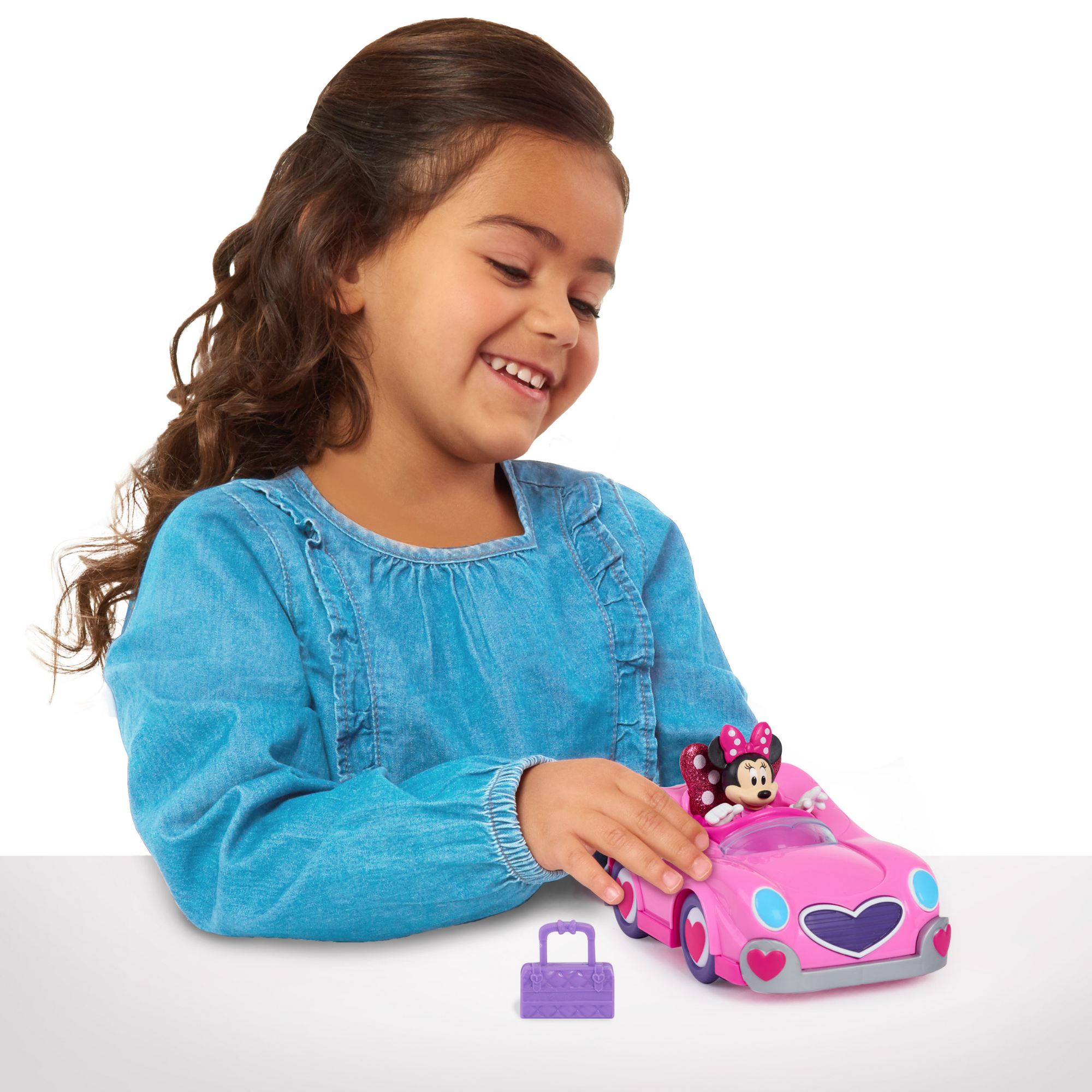 Disney Minnie Mouse Vehicle and Figure Set, Car with Trunk Open Function, Collectible Figure, Officially Licensed Kids Toy for Ages 3 & Up by Just Play