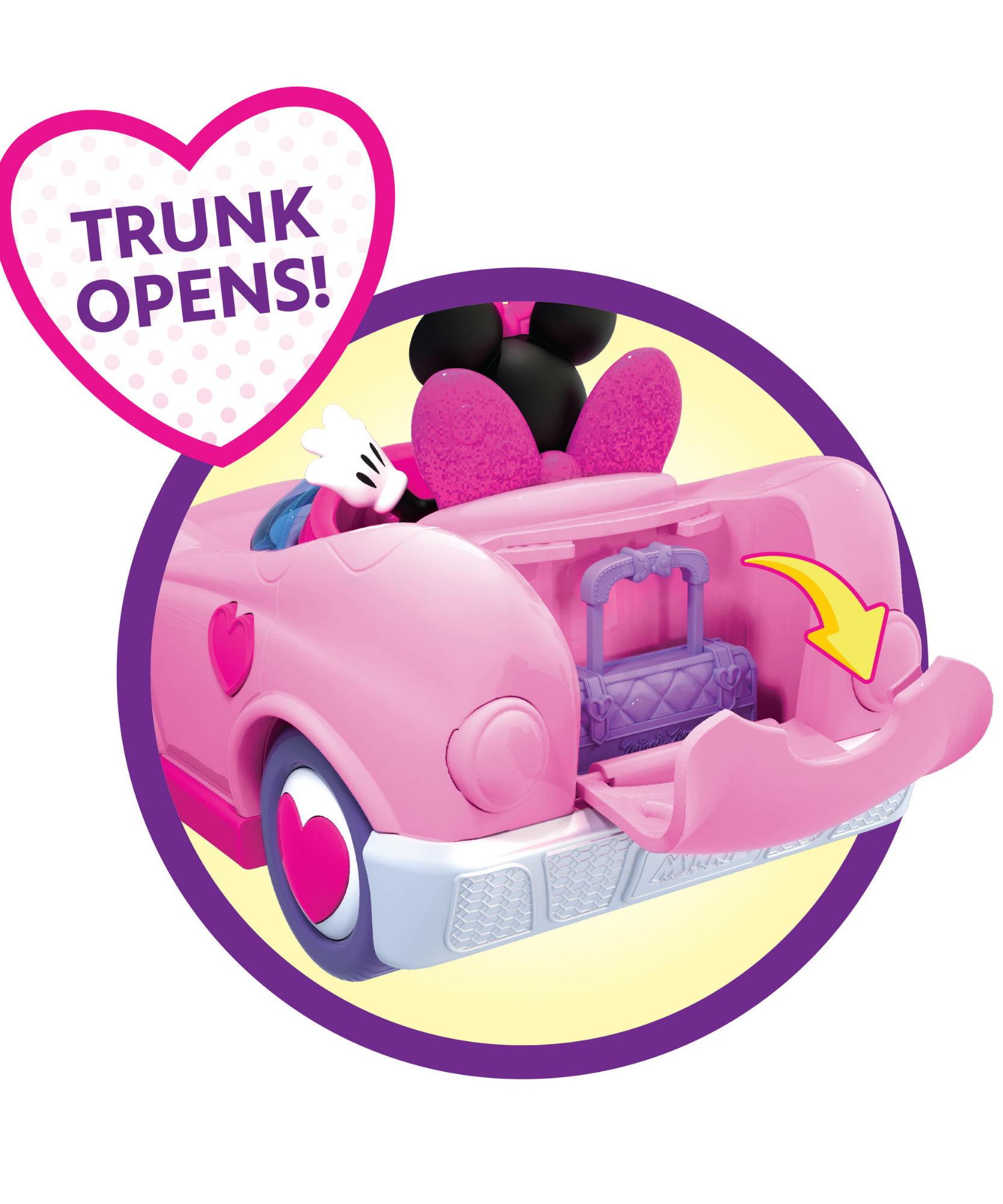 Disney Minnie Mouse Vehicle and Figure Set, Car with Trunk Open Function, Collectible Figure, Officially Licensed Kids Toy for Ages 3 & Up by Just Play