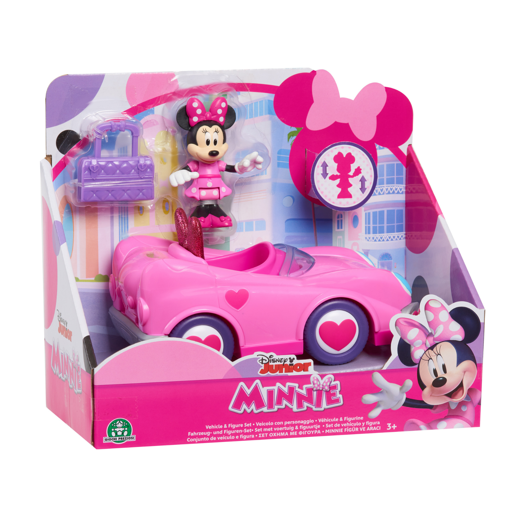 Disney Minnie Mouse Vehicle and Figure Set, Car with Trunk Open Function, Collectible Figure, Officially Licensed Kids Toy for Ages 3 & Up by Just Play
