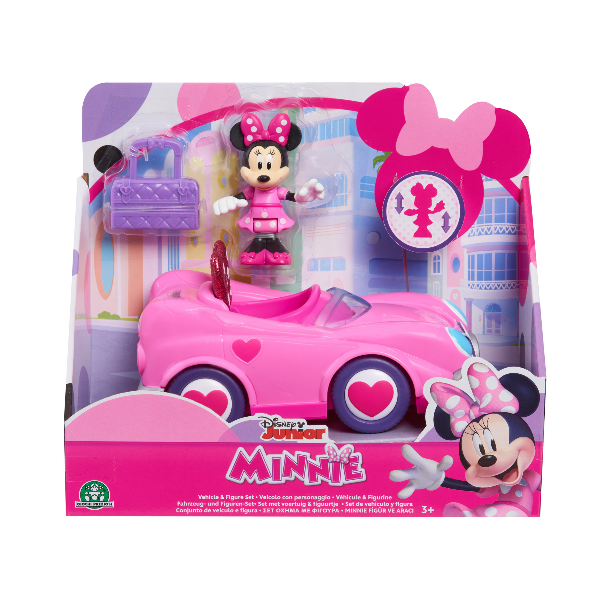 Disney Minnie Mouse Vehicle and Figure Set, Car with Trunk Open Function, Collectible Figure, Officially Licensed Kids Toy for Ages 3 & Up by Just Play