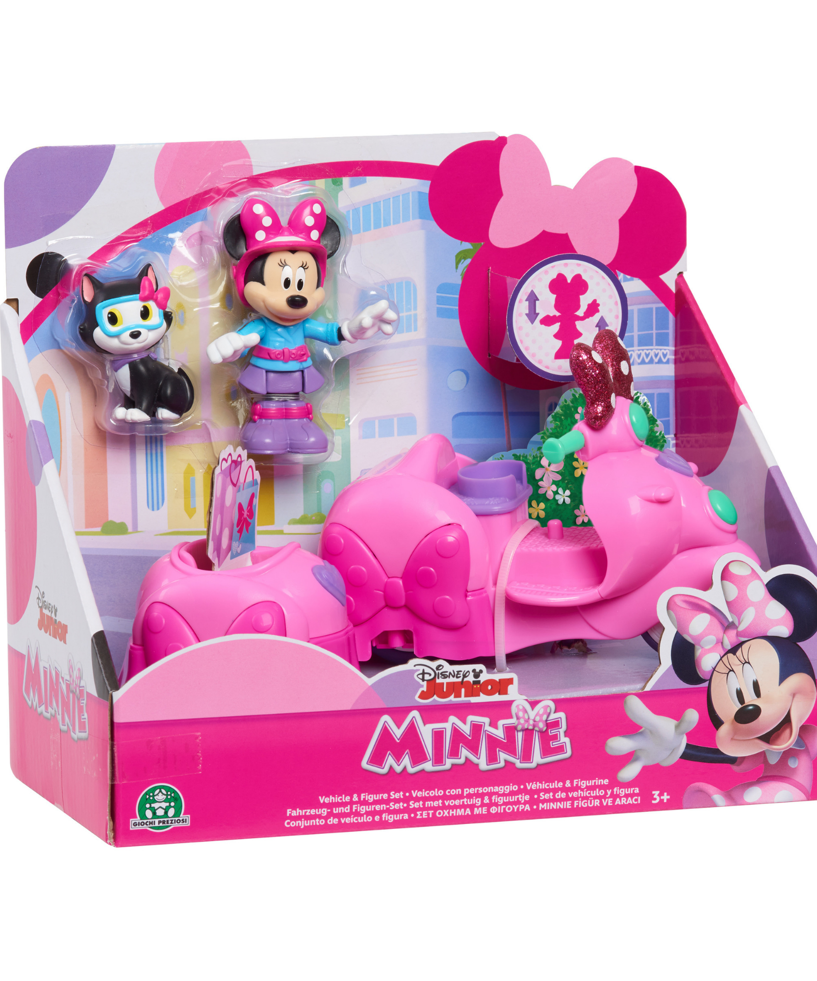 مجموعة مركبة وشخصية ديزني ميني ماوس وفيجارو، سكوتر مع سيارة جانبية قابلة للإزالة، شخصية قابلة للتجميع، لعبة أطفال مرخصة رسميًا للأعمار من 3 سنوات فما فوق من جاست بلاي