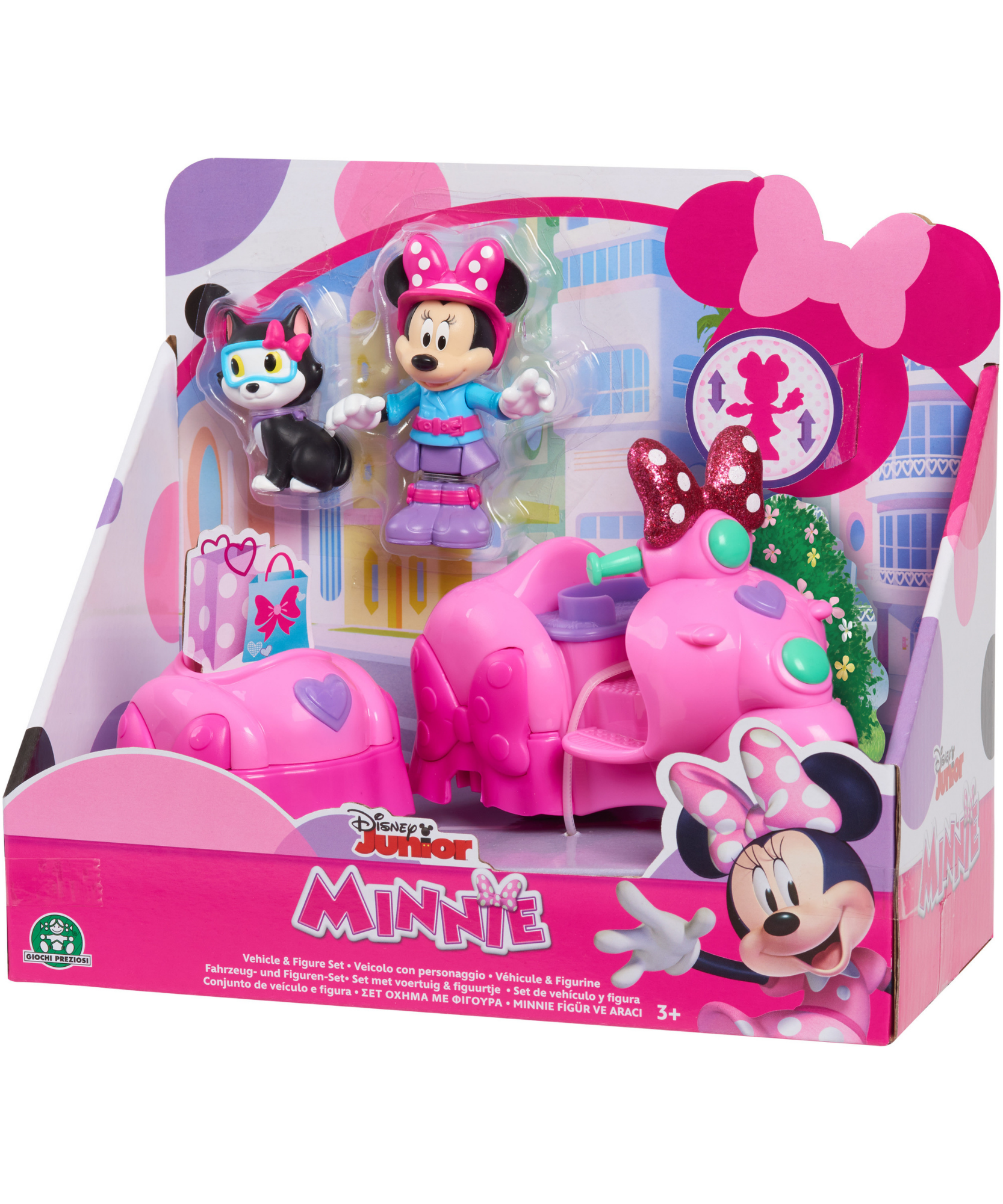 مجموعة مركبة وشخصية ديزني ميني ماوس وفيجارو، سكوتر مع سيارة جانبية قابلة للإزالة، شخصية قابلة للتجميع، لعبة أطفال مرخصة رسميًا للأعمار من 3 سنوات فما فوق من جاست بلاي