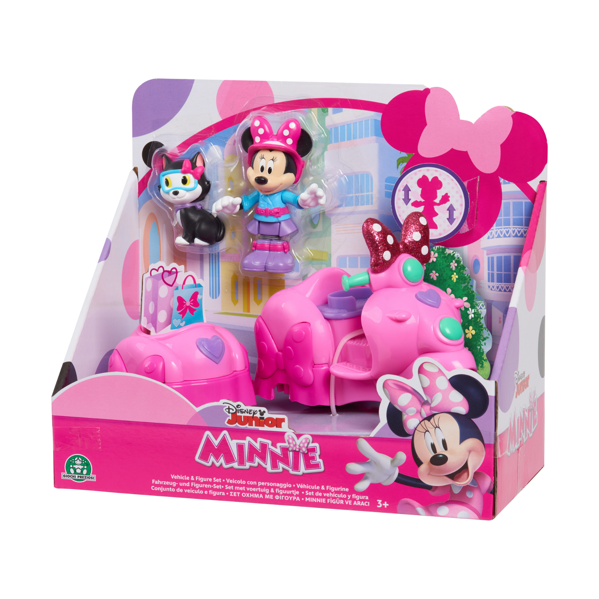 مجموعة مركبة وشخصية ديزني ميني ماوس وفيجارو، سكوتر مع سيارة جانبية قابلة للإزالة، شخصية قابلة للتجميع، لعبة أطفال مرخصة رسميًا للأعمار من 3 سنوات فما فوق من جاست بلاي