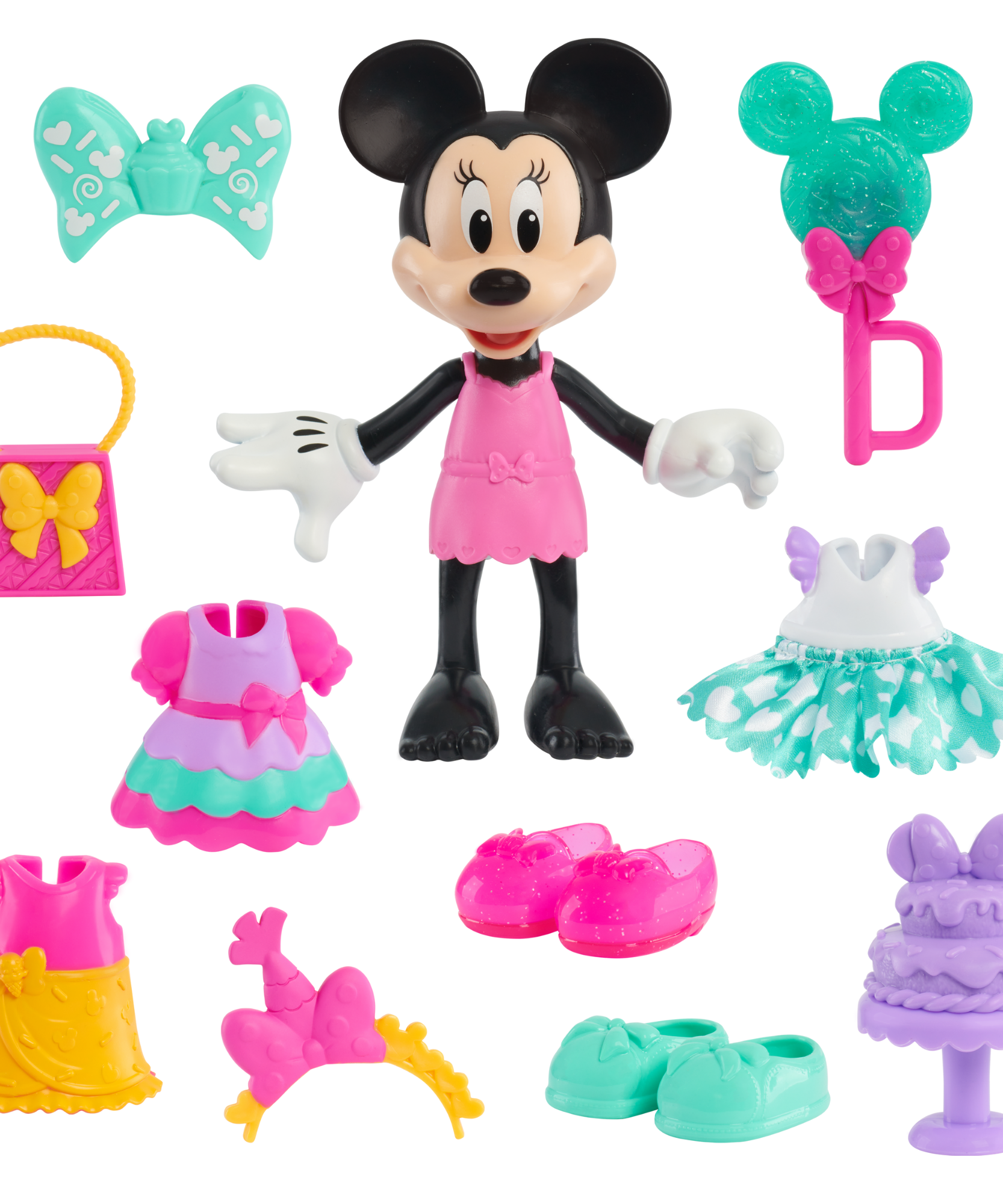 Disney Minnie Mouse Sweet Party Fabulous Fashion Doll, 14-Piece Doll and Accessories Set, Dress Up and Pretend Play Toy, Officially Licensed Kids Toy for Ages 3 & Up by Just Play