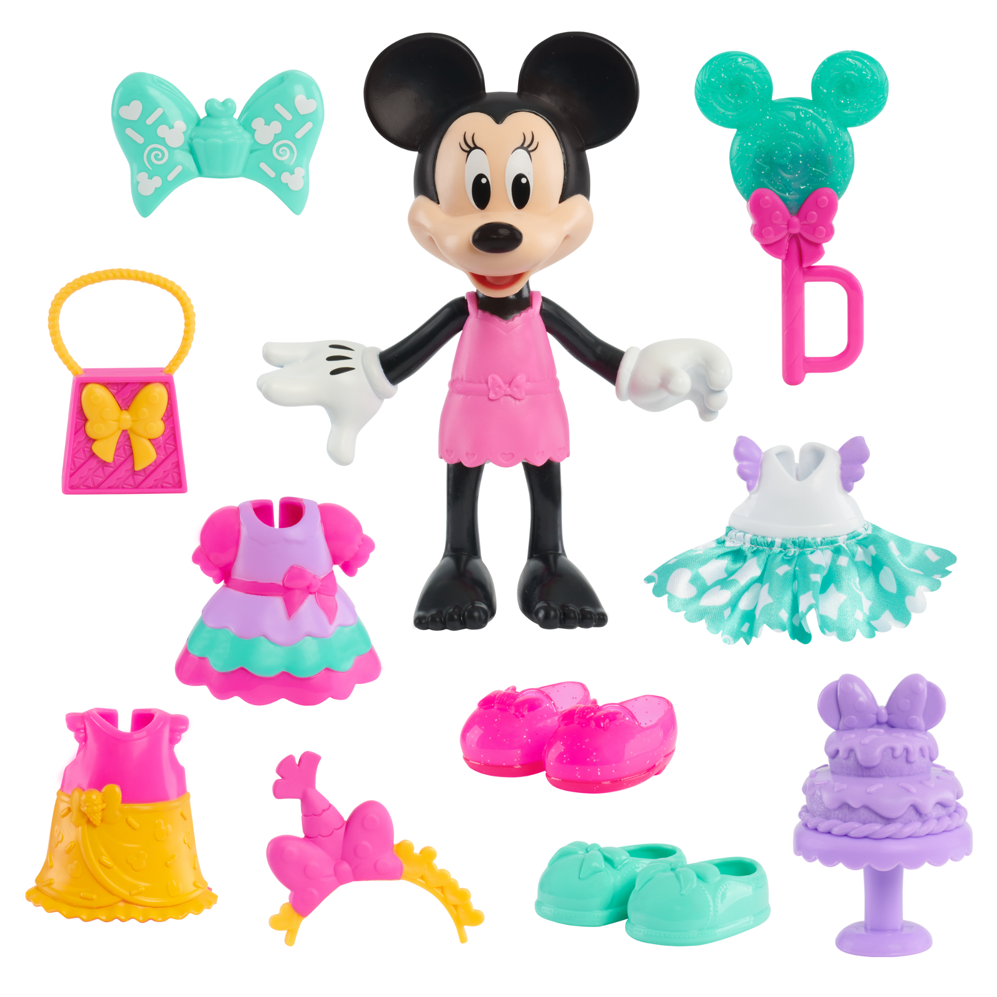 Disney Minnie Mouse Sweet Party Fabulous Fashion Doll, 14-Piece Doll and Accessories Set, Dress Up and Pretend Play Toy, Officially Licensed Kids Toy for Ages 3 & Up by Just Play