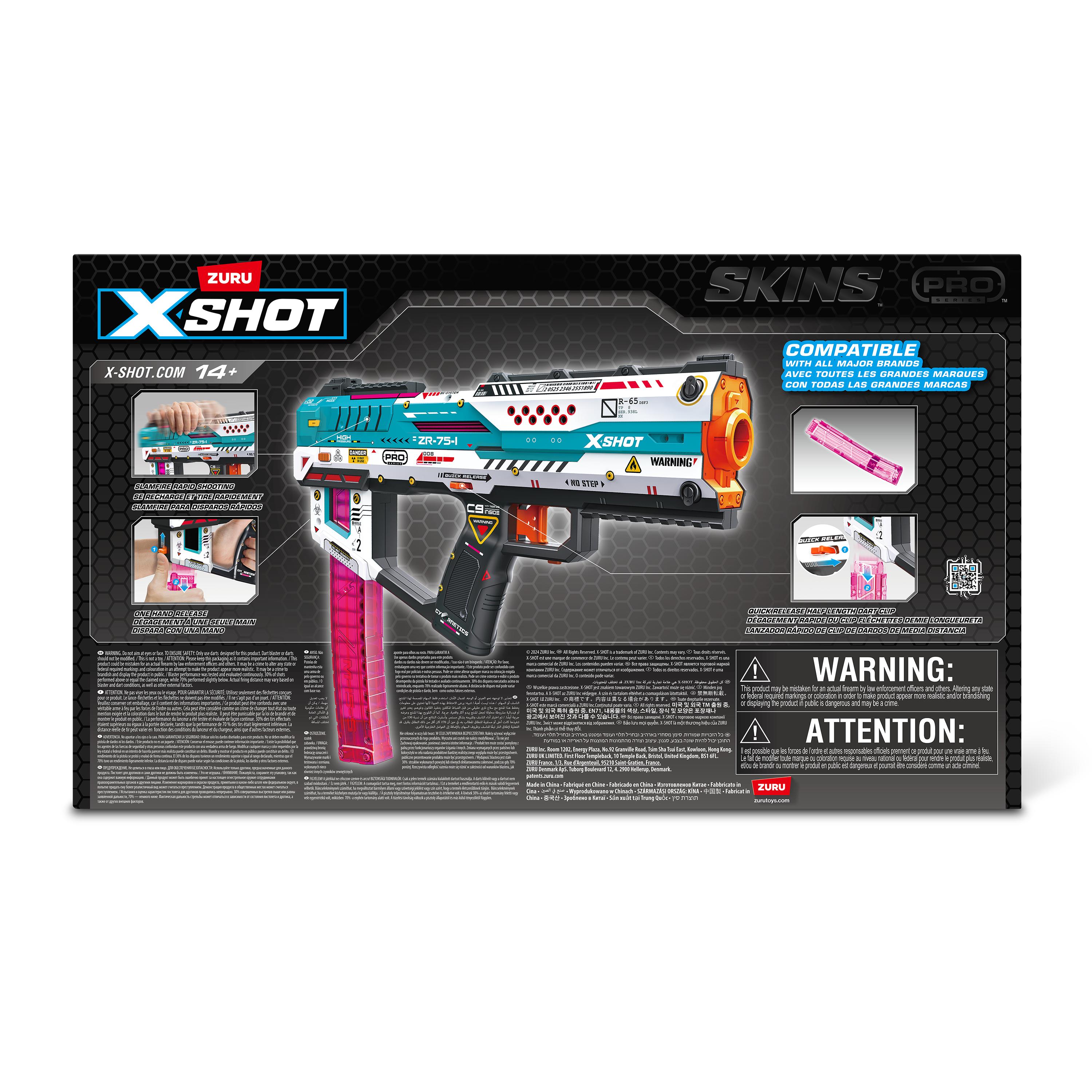 XSHOT Skins Pro Series Fury X Blaster Toy Gun for Boys & Teens, Age 14+, 40 Foam Half Darts, Slam Fire Action, 20-Dart Quick-Release Clip, Air Pocket Technology, 140ft Range