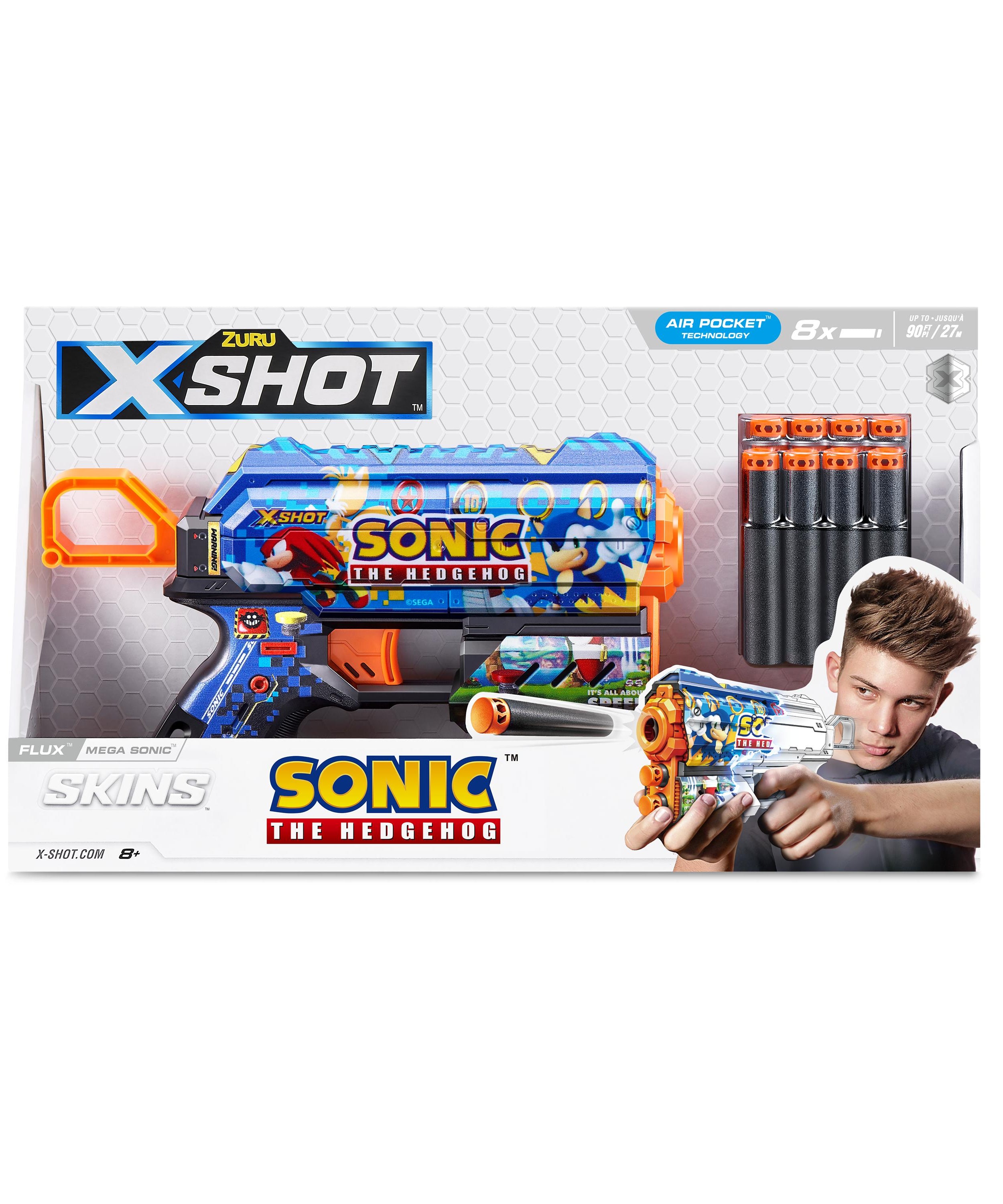XSHOT Skins Flux Sonic (S1) Blaster, 8 Dart Capacity Toy Gun with Air Pocket Technology, Recoil Action, Long-Range Outdoor Blaster for Kids Ages 8+