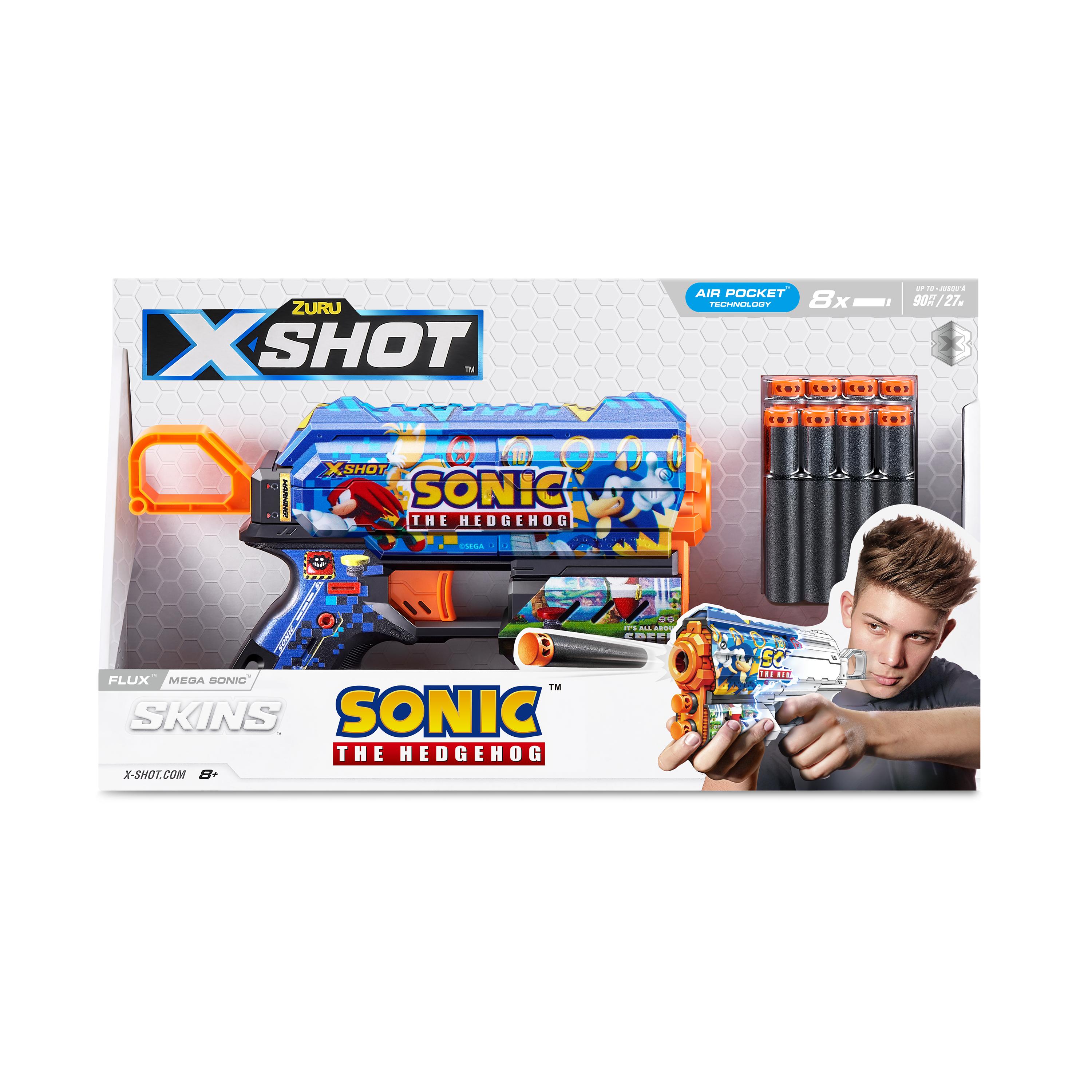 XSHOT Skins Flux Sonic (S1) Blaster, 8 Dart Capacity Toy Gun with Air Pocket Technology, Recoil Action, Long-Range Outdoor Blaster for Kids Ages 8+