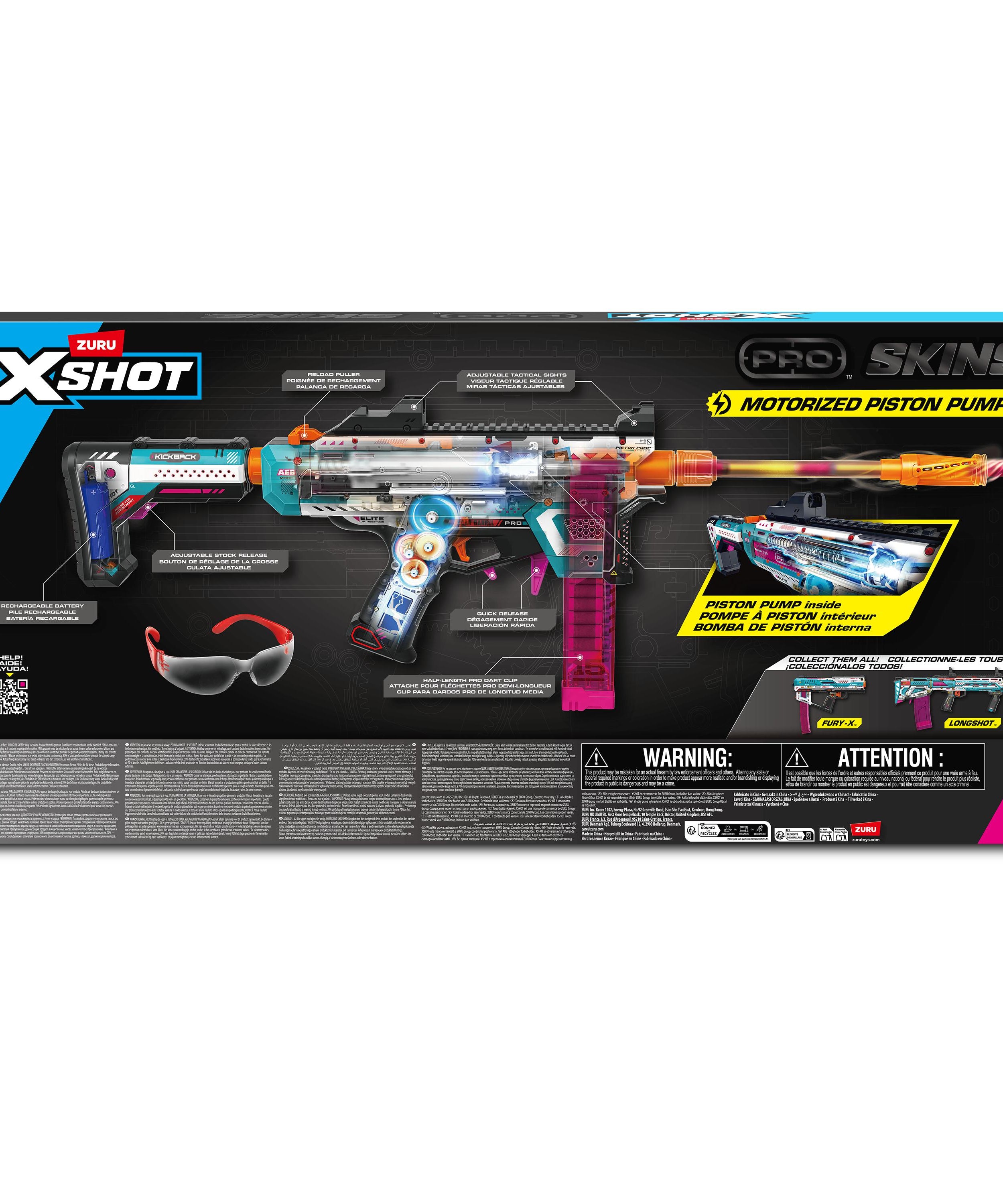 XSHOT Pro Motorized Blaster S1 AEB Automatic Electric Dart Gun with Adjustable Shoulder Rest, Accuracy Pro Roller Scar, Semi/Full Auto, Shoots 160FPS, Air Pocket Technology Darts, Age 14+