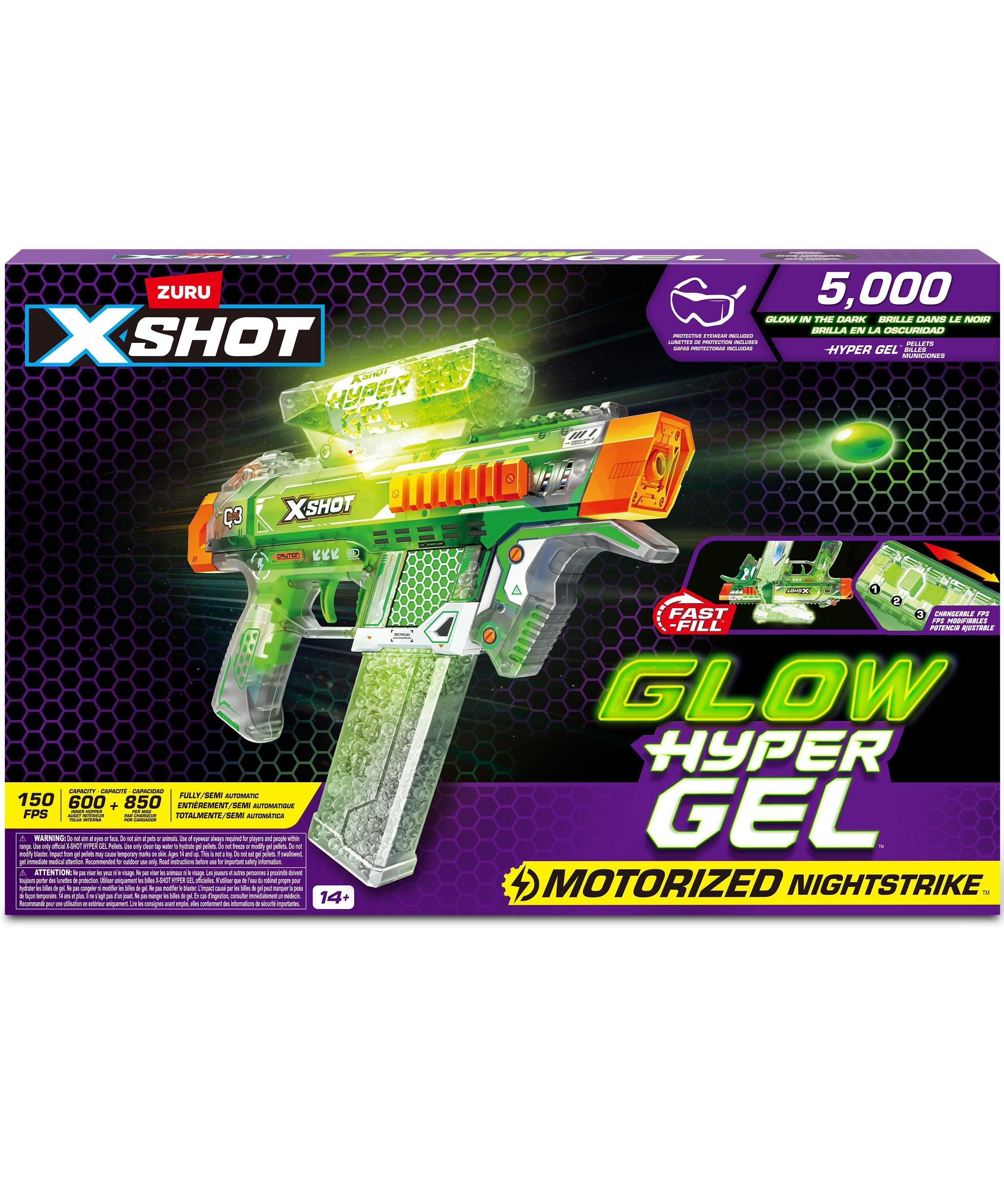 X Shot Hyper Gel Glow In The Dark Medium Blaster, Toy Gun for Boys, Age 14+