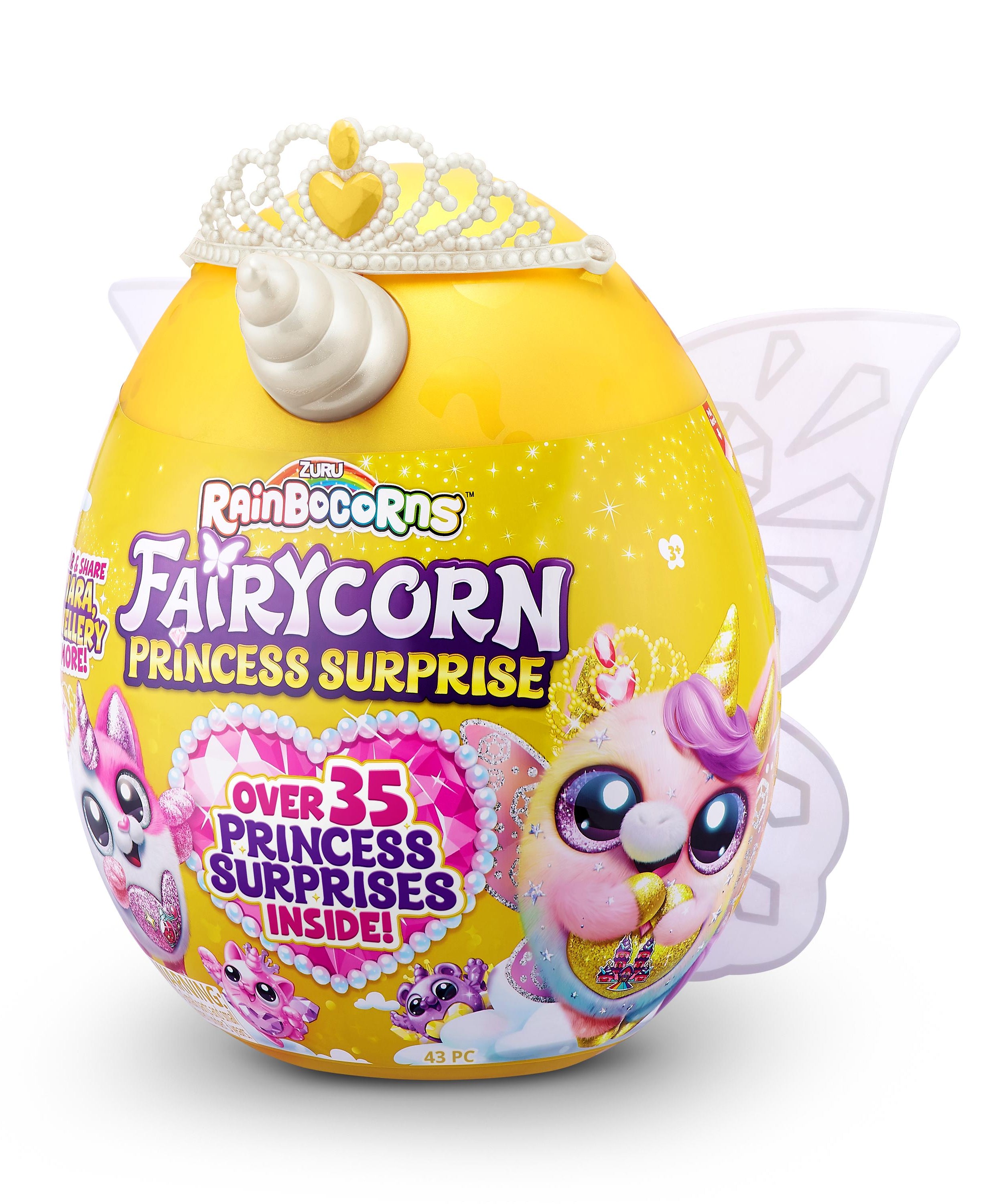 Rainbocorns Fairycorn Princess Surprise (Puppy) 11" Collectible Plush Toy with 35+ Surprises, Fairy Wings, Tiara, Wand, Boo-Boocorn, and Surprise Egg, Soft Toy for Girls Ages 3+