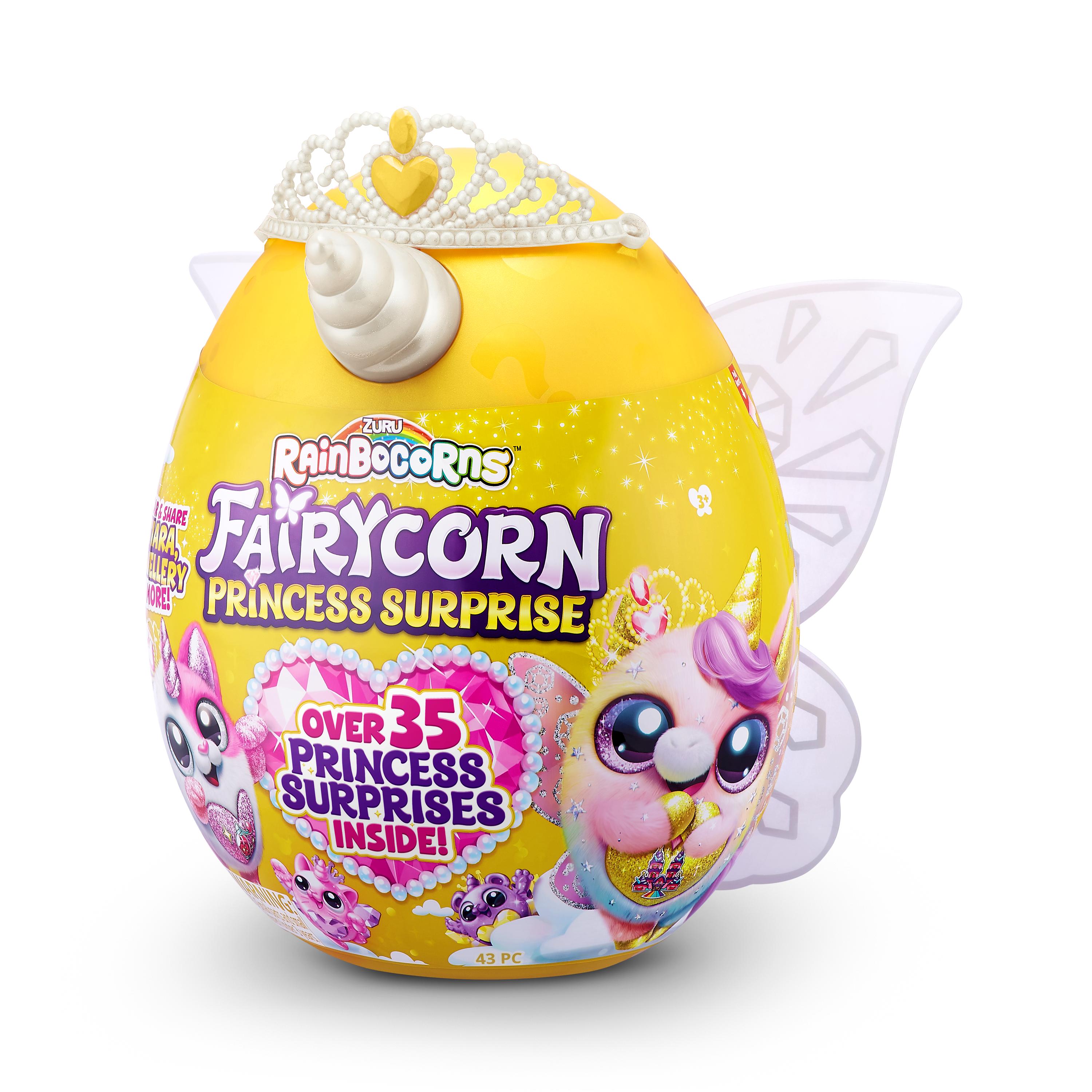 Rainbocorns Fairycorn Princess Surprise (Puppy) 11" Collectible Plush Toy with 35+ Surprises, Fairy Wings, Tiara, Wand, Boo-Boocorn, and Surprise Egg, Soft Toy for Girls Ages 3+